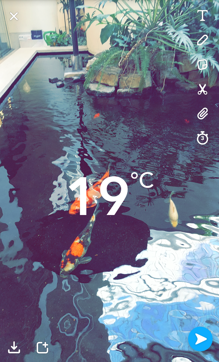 Once you’ve applied a filter to your snap, tap and hold the screen with one finger and swipe with another to layer another filter on top of it.