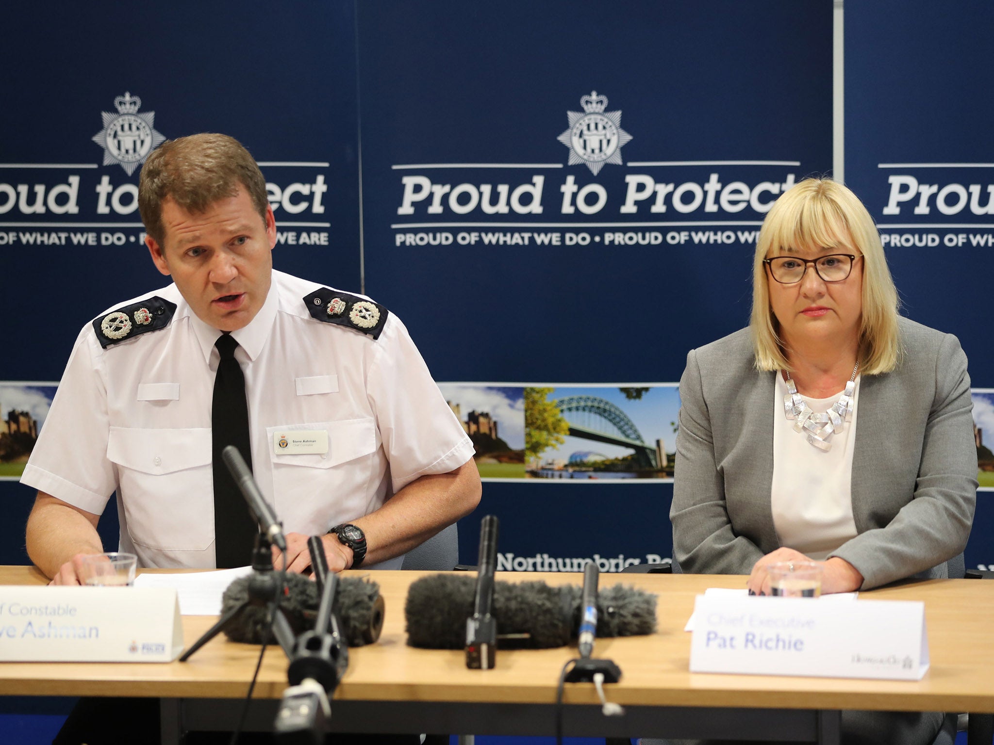 Northumbria Police Chief Constable Steve Ashman and Pat Ritchie, chief executive of Newcastle City Council