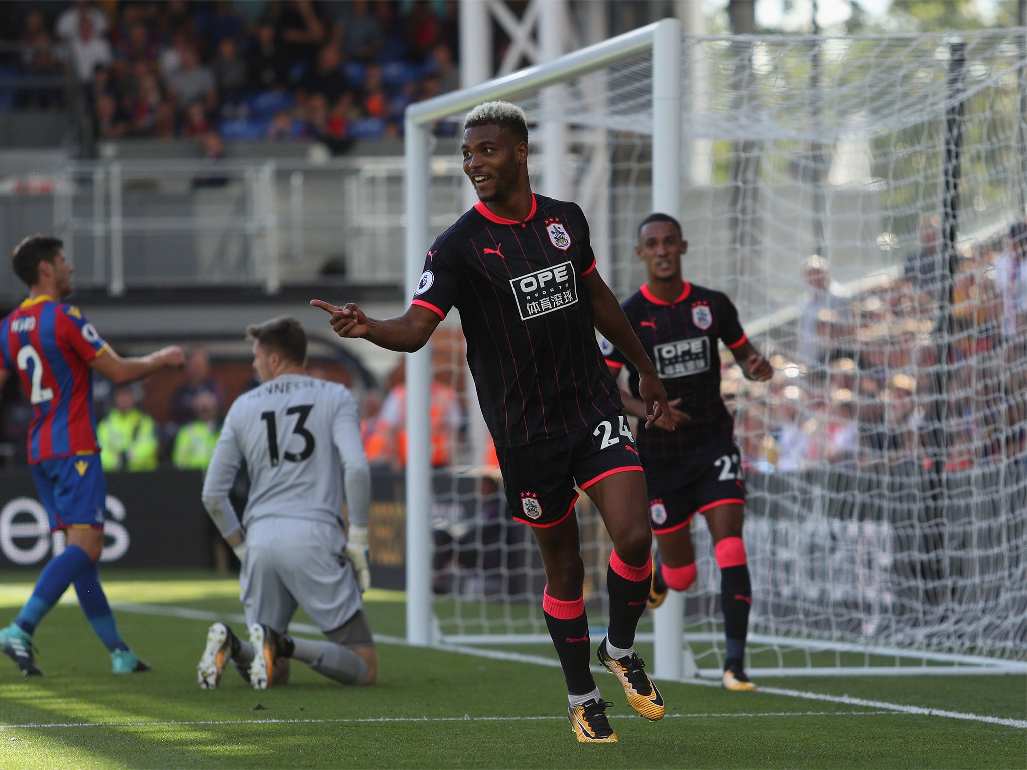 Huddersfield's Steve Mounié celebrates