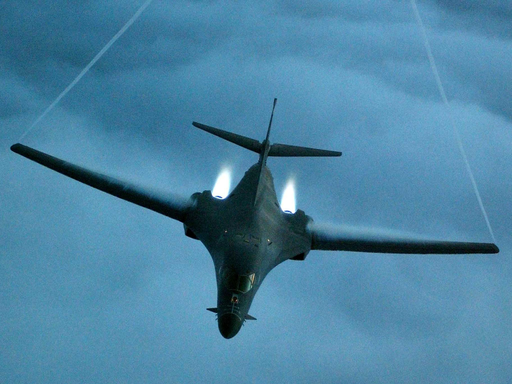 A file photo of a B-1B Lancer bomber