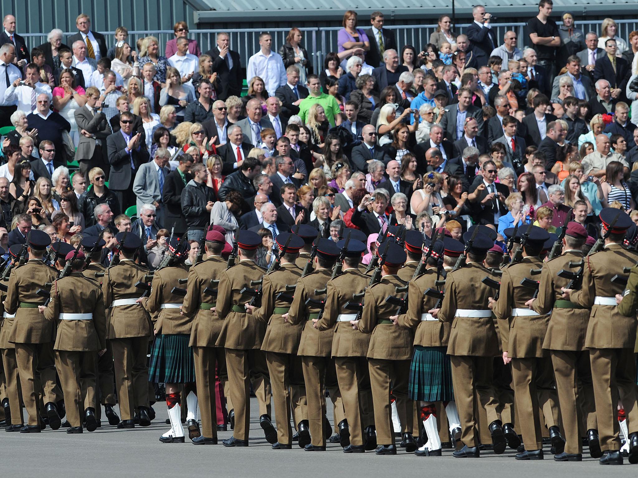 Soldiers march at the Army Foundation College