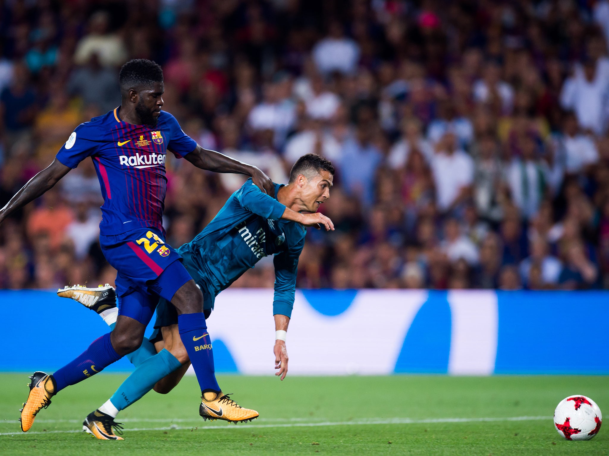 Ronaldo was judged to have dived after colliding with Samuel Umtiti