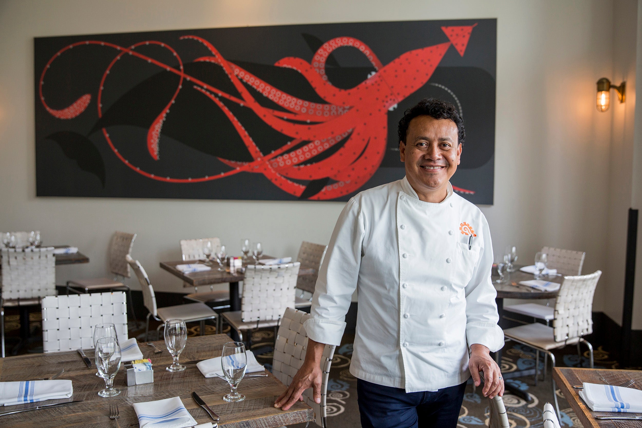 Chef Ortega at Caracol, the largest of his five restaurants, in Houston. He got his start in the business as a pot washer