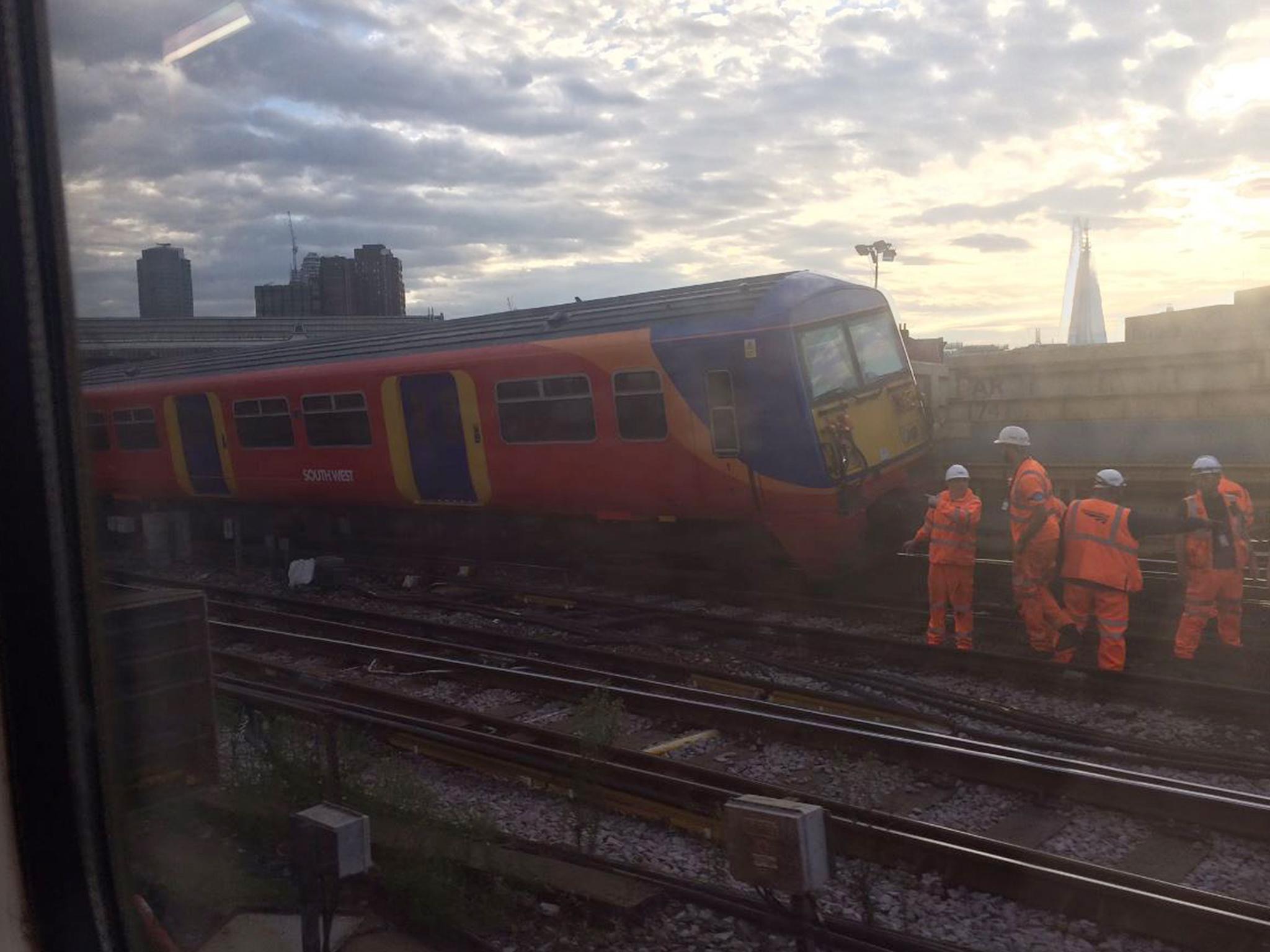A South West Trains service derailed at Waterloo, where major expansion works are ongoing