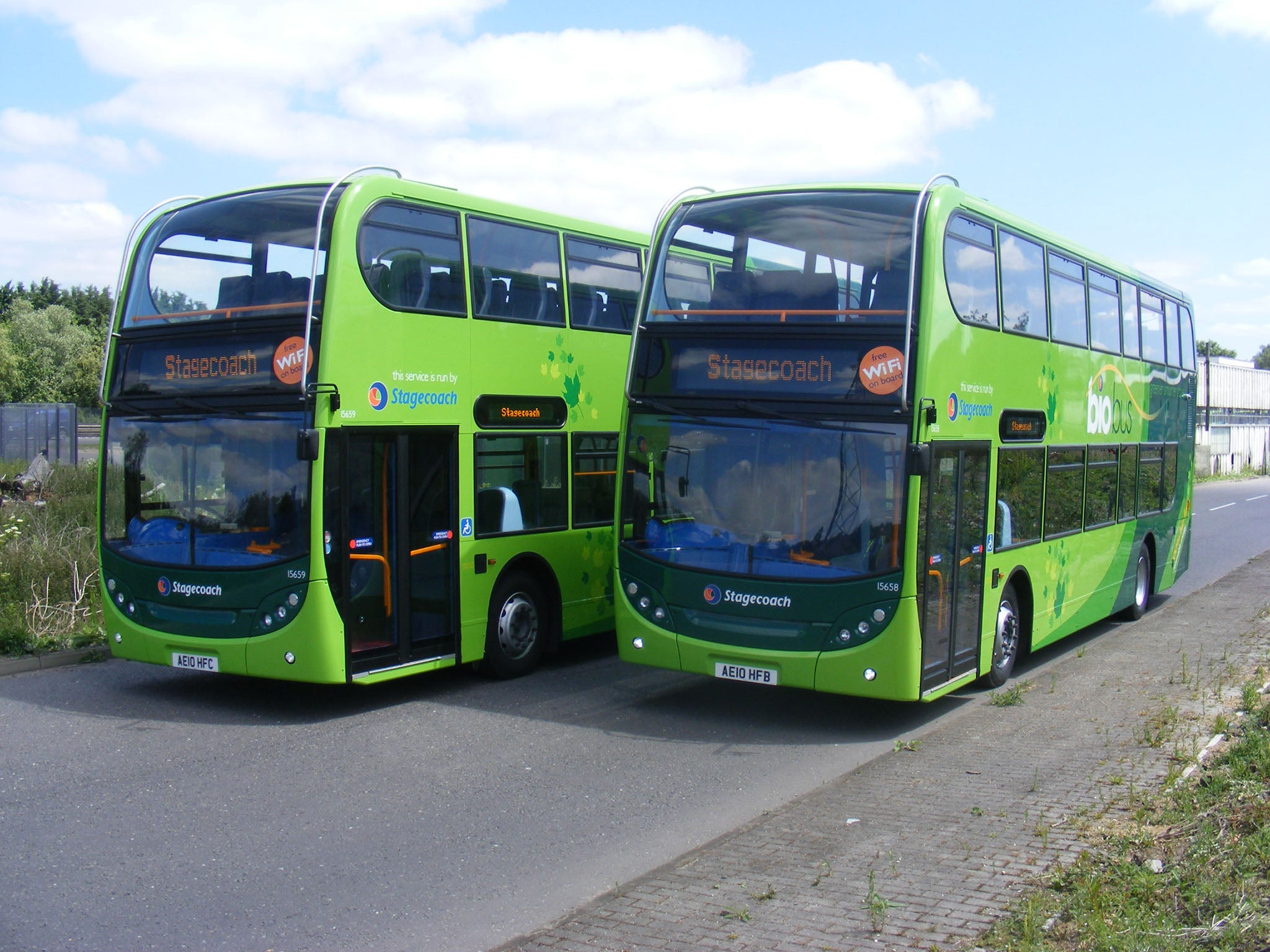 The UK’s biggest bus company, Stagecoach, uses a 30 per cent biofuel blend in 85 per cent of its fleet. In 2007 it introduced Britain’s first biofuel buses in Kilmarnock, allowing customers to exchange used cooking oil for travel discounts