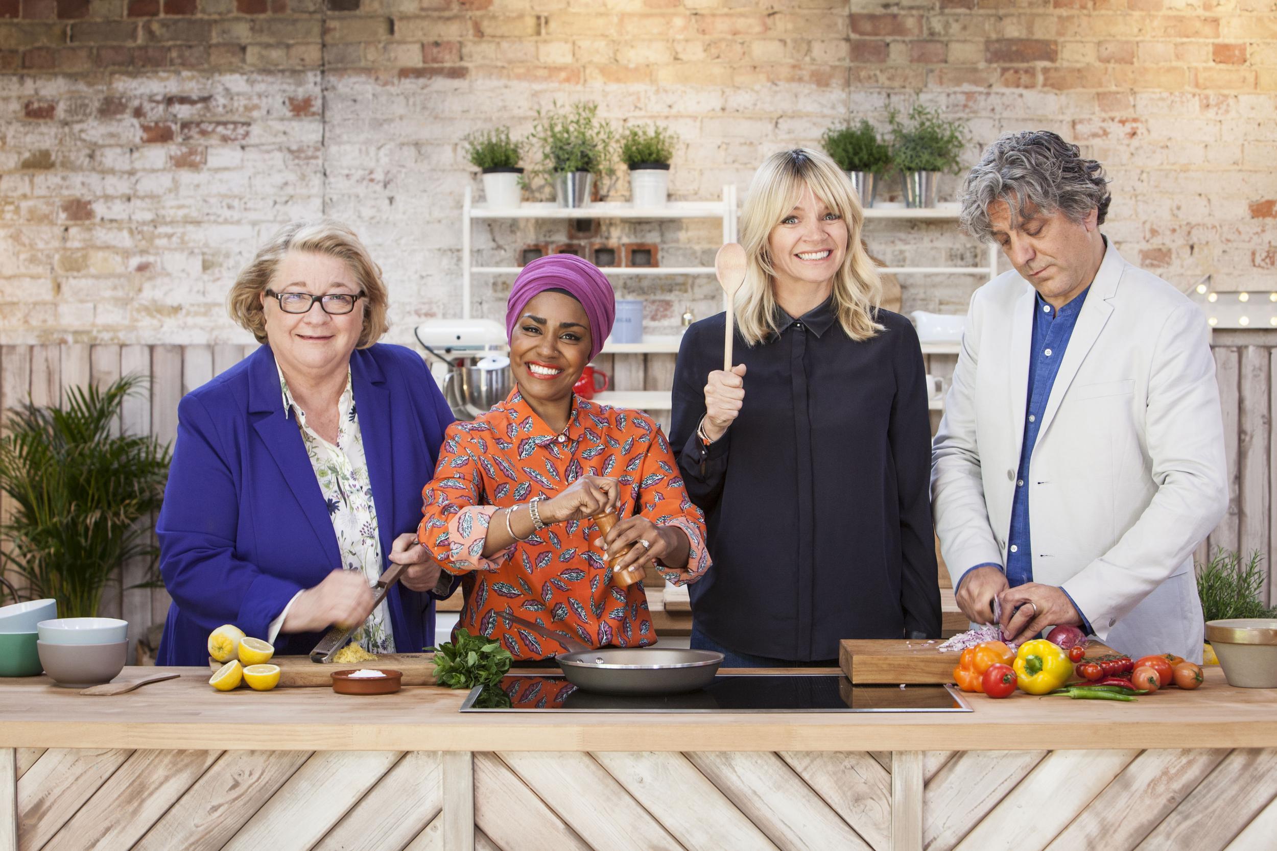 Lift off: Rosemary Shrager, Nadiya Hussain, Zoe Ball and Giorgio Locatelli front the new programme