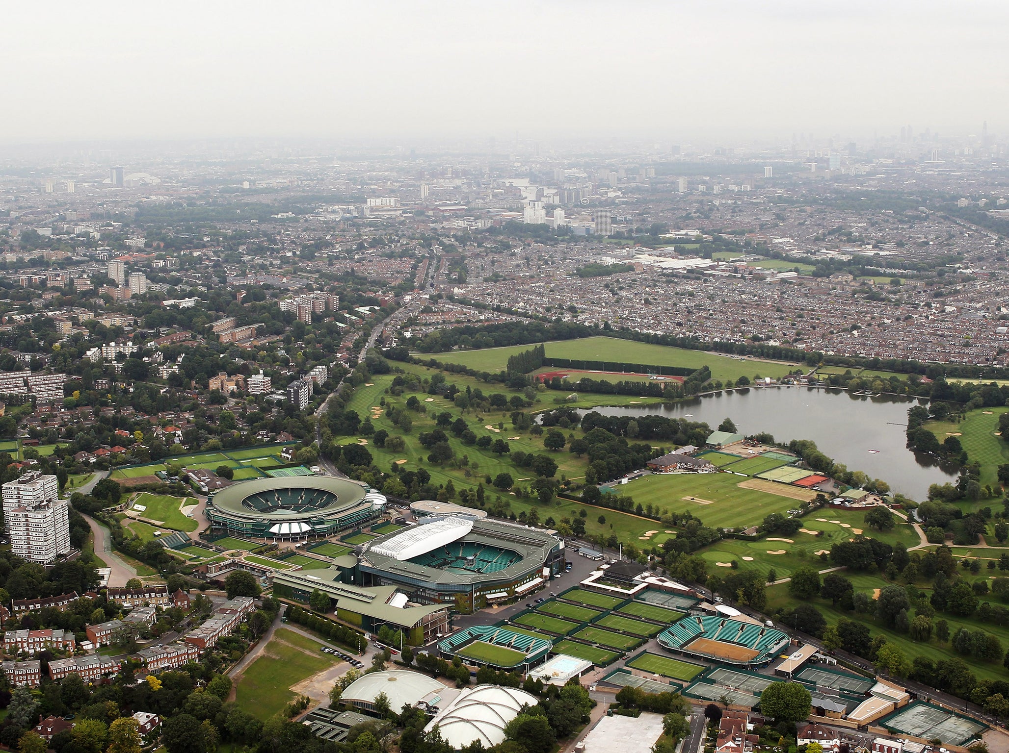 An aerial view of Wimbledon, the home of the AELTC