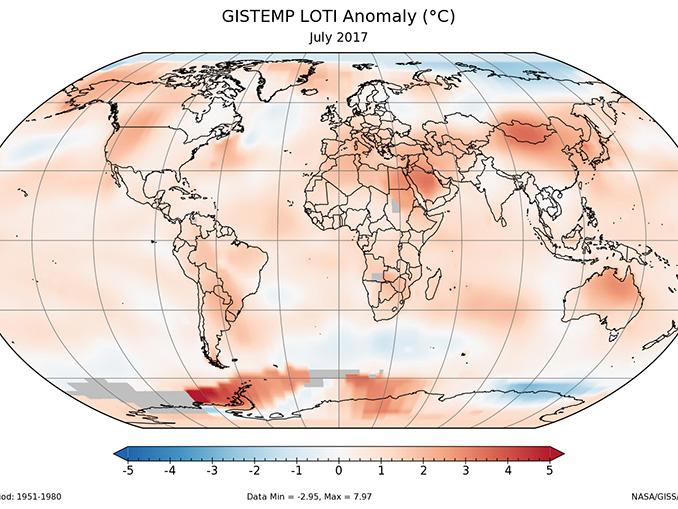 July’s average global temperature was 0.83C higher than the month’s average