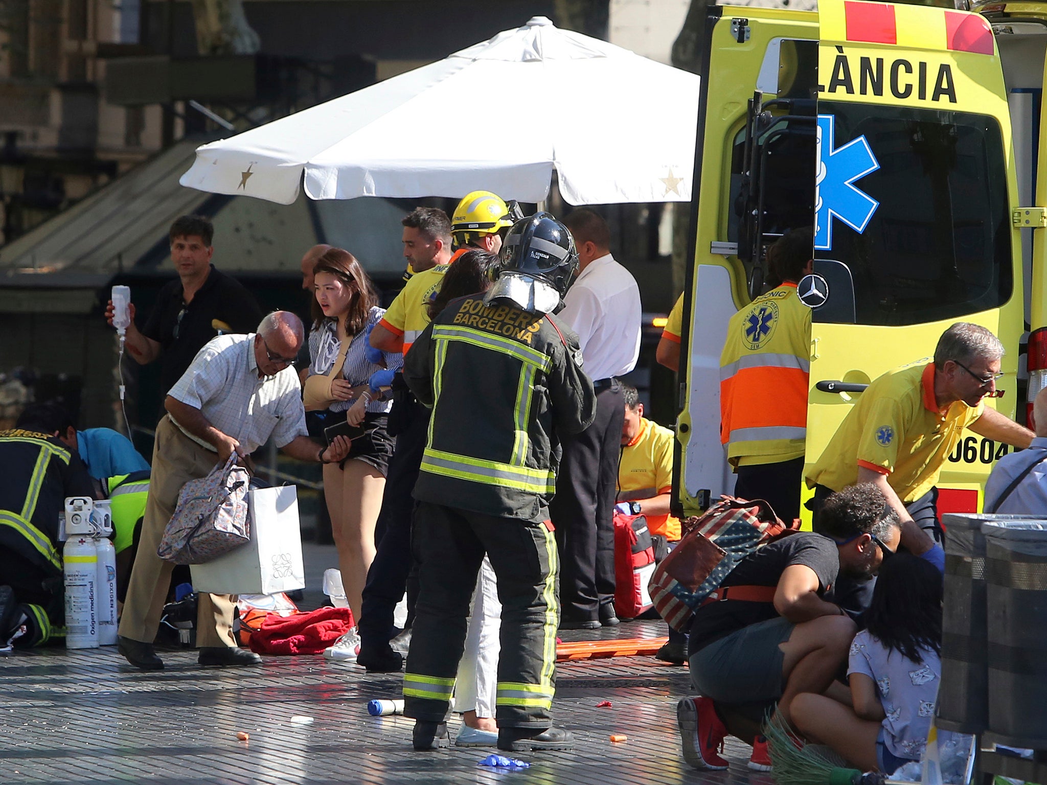 The van was driven at a crowd of people in a busy tourist area