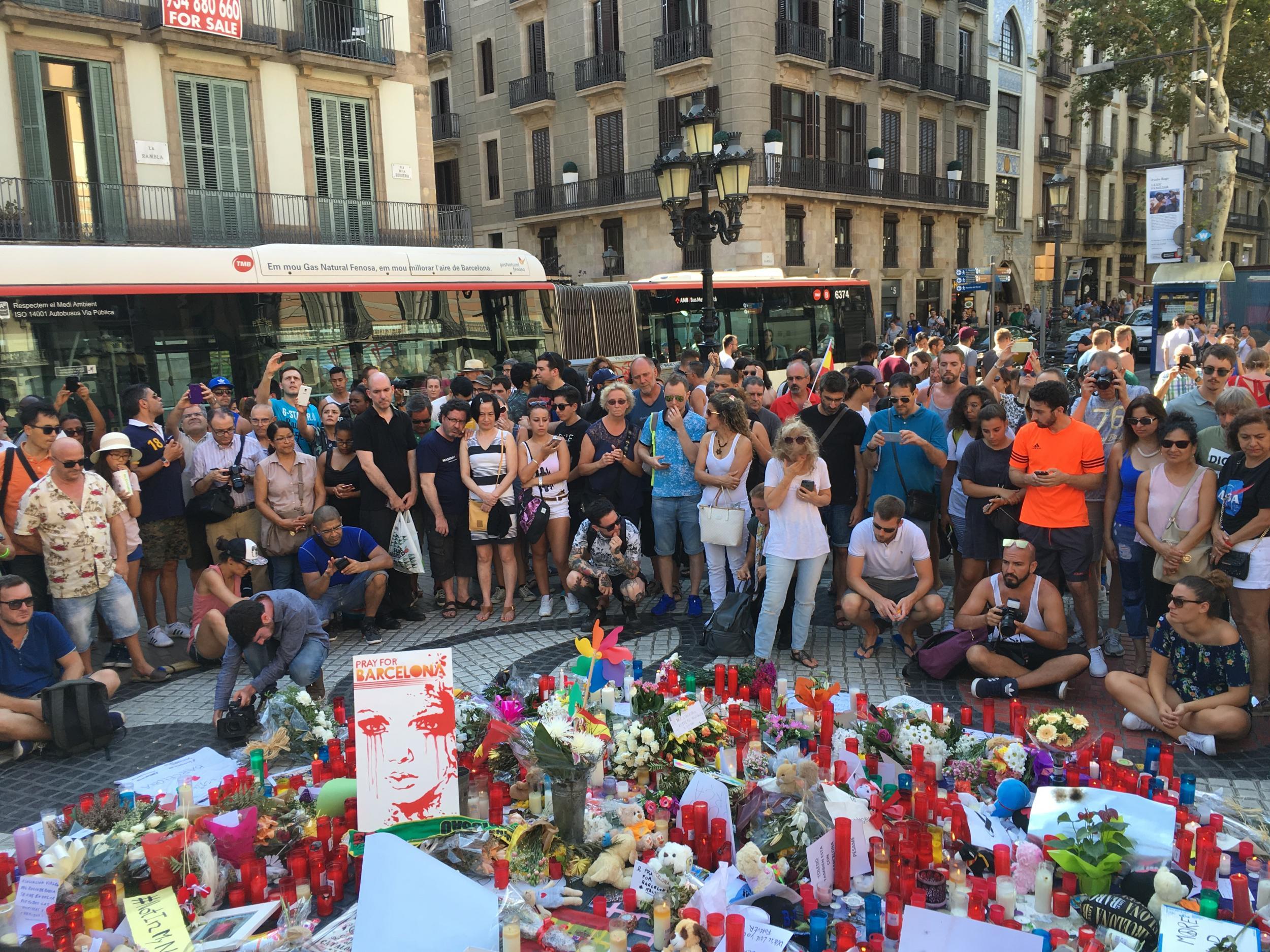 Tributes laid on La Rambla attracted crowds