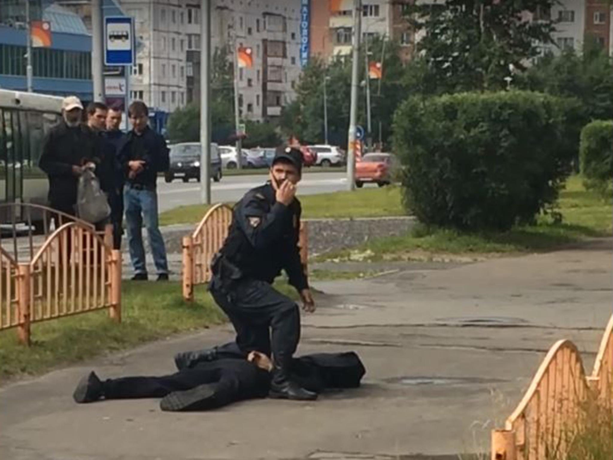 Footage from Surgut that purports to show the aftermath of the knife attack