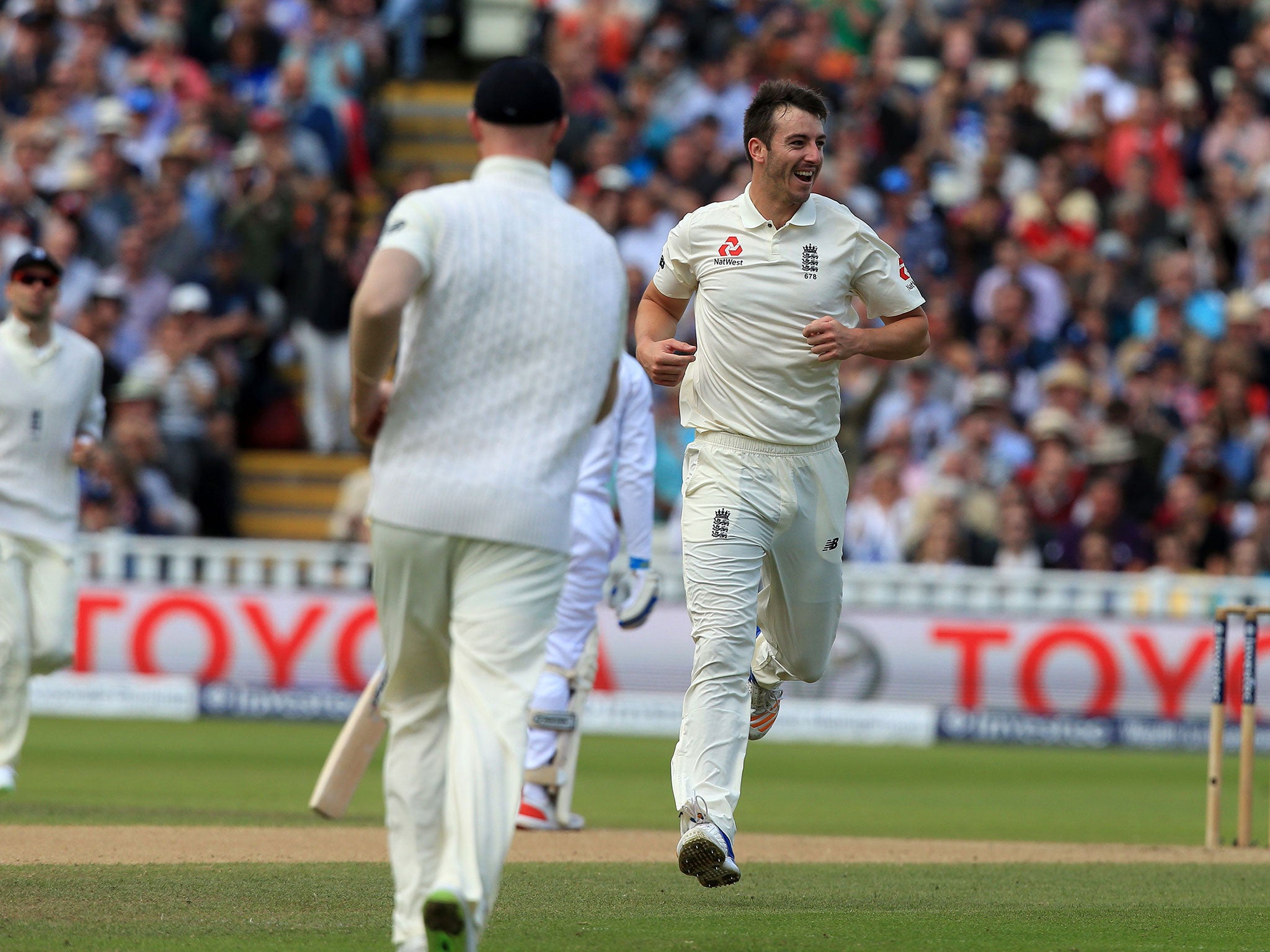 Roland-Jones in action for England during the first Test