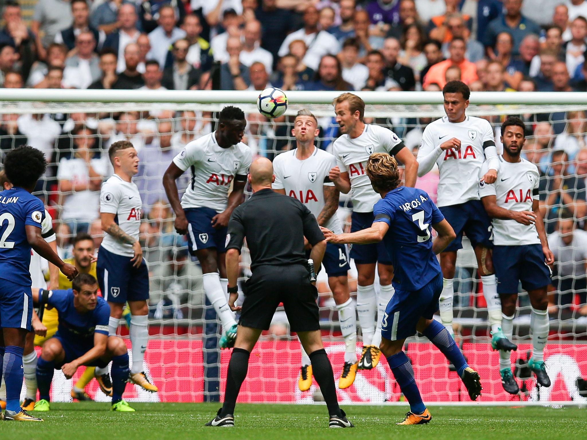 &#13;
Alonso's first was a peach of a free-kick (AFP)&#13;