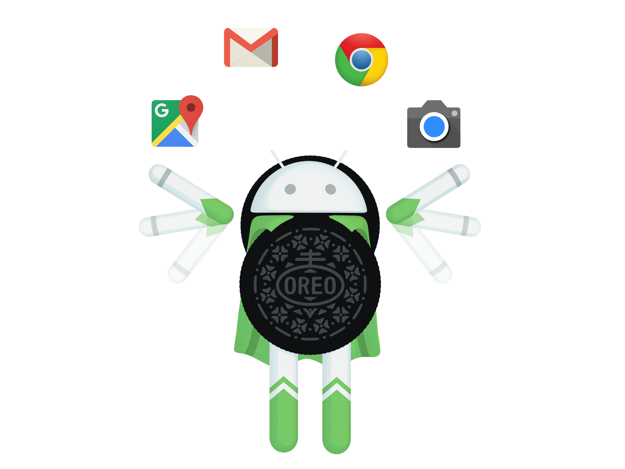 Oreo follows Cupcake, Donut, Eclair, Froyo, Gingerbread, Honeycomb, Ice Cream Sandwich, Jelly Bean, KitKat, Lollipop, Marshmallow and Nougat