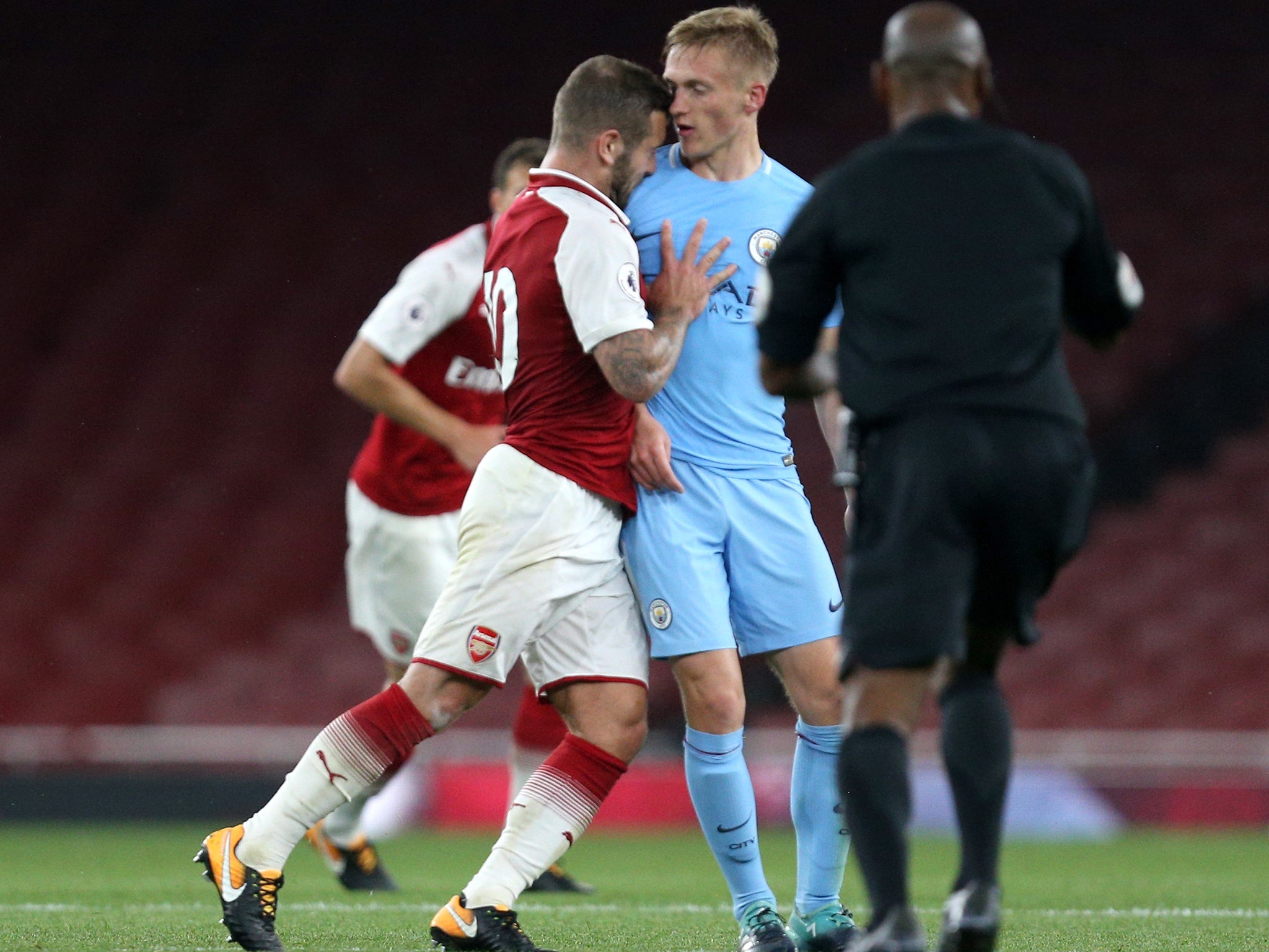 Wilshere was sent off against Man City's U23s for clashing with Matt Smith