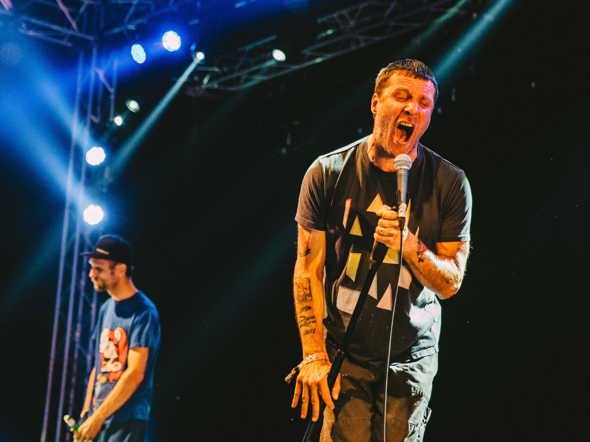 Sleaford Mods play the Far Out tent at Green Man festival 2017