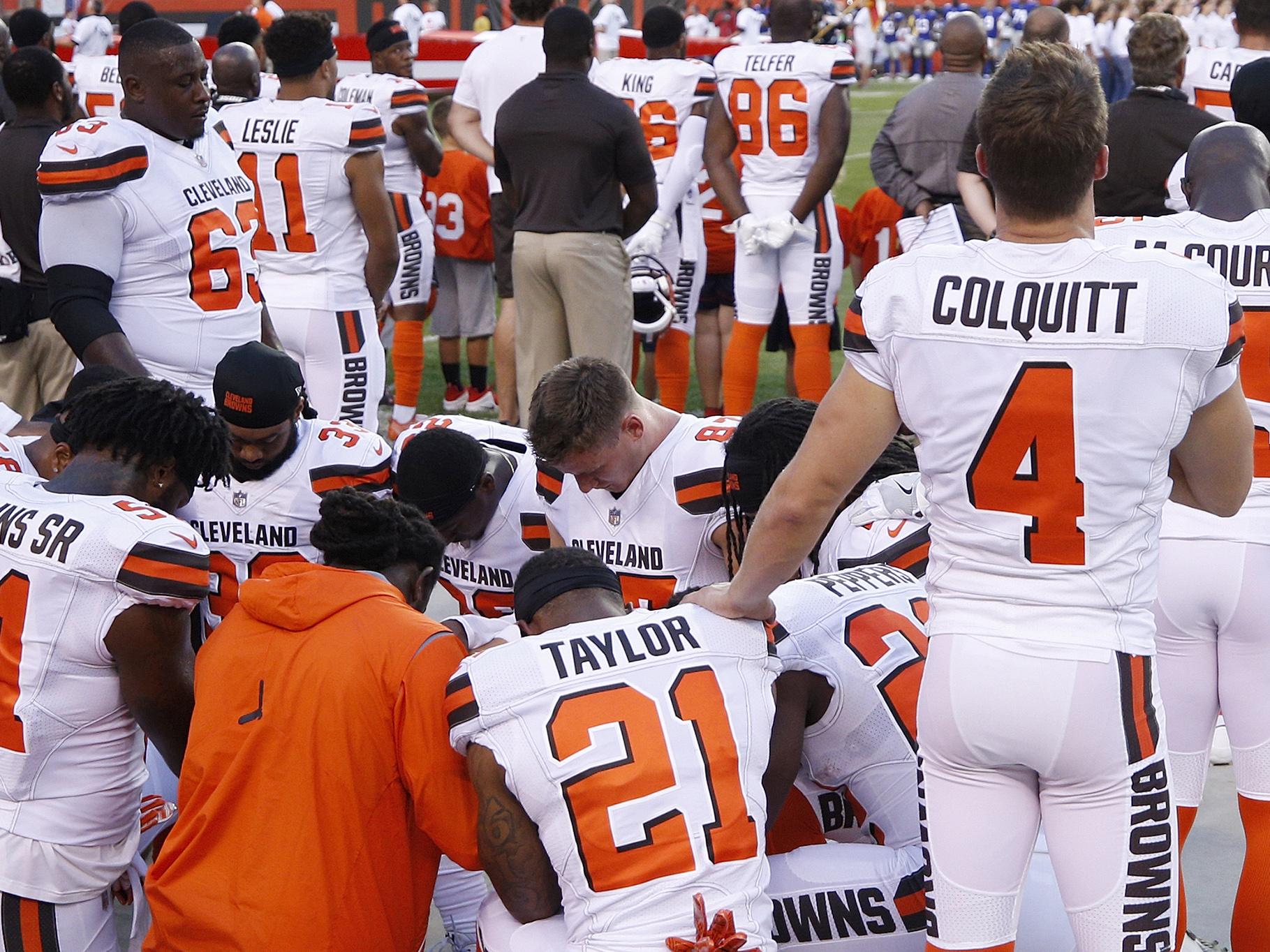 A dozen Browns players took part in the protest on Monday night