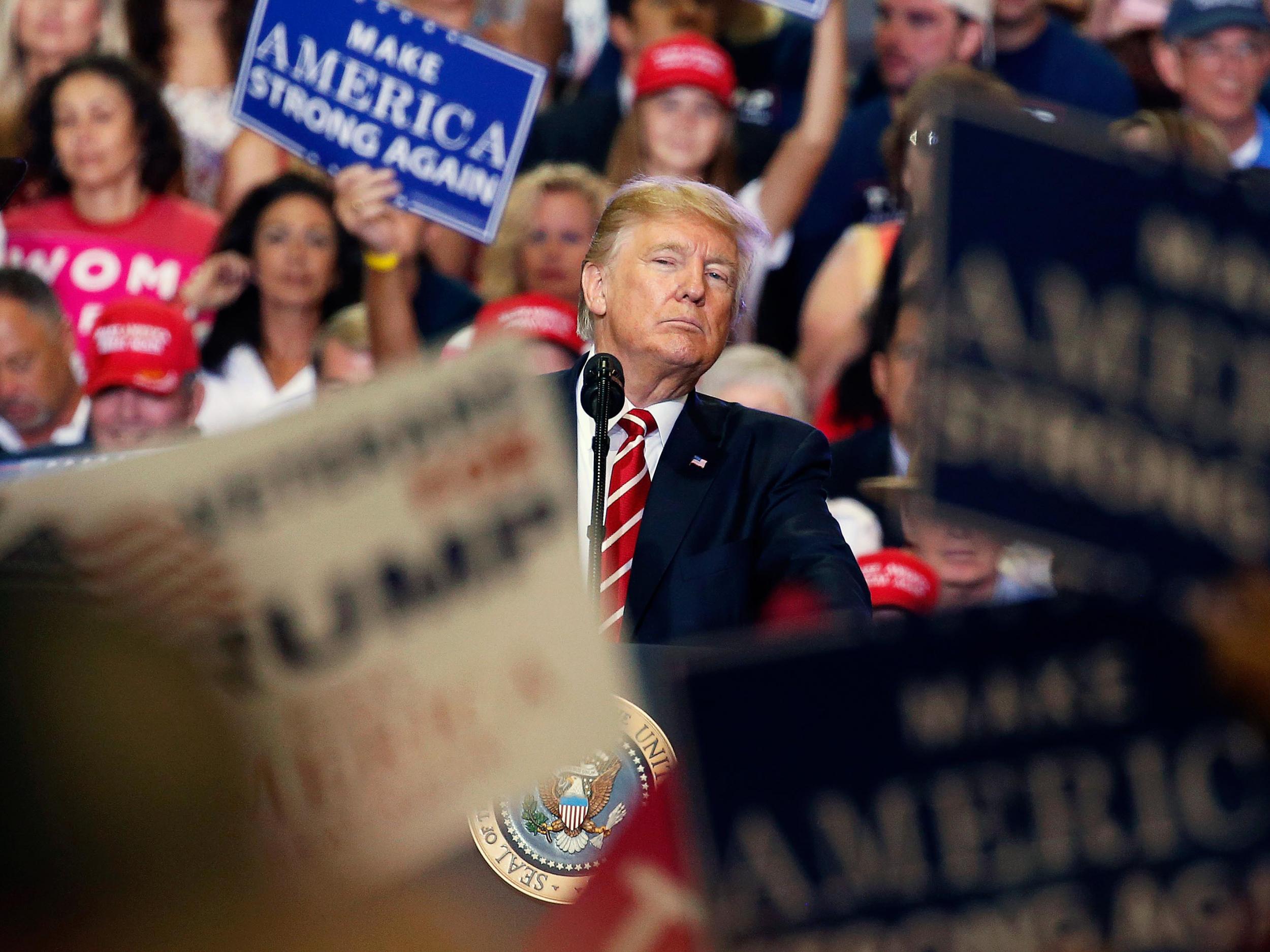 President Trump speaks at a rally in Phoenix, Arizona, last month