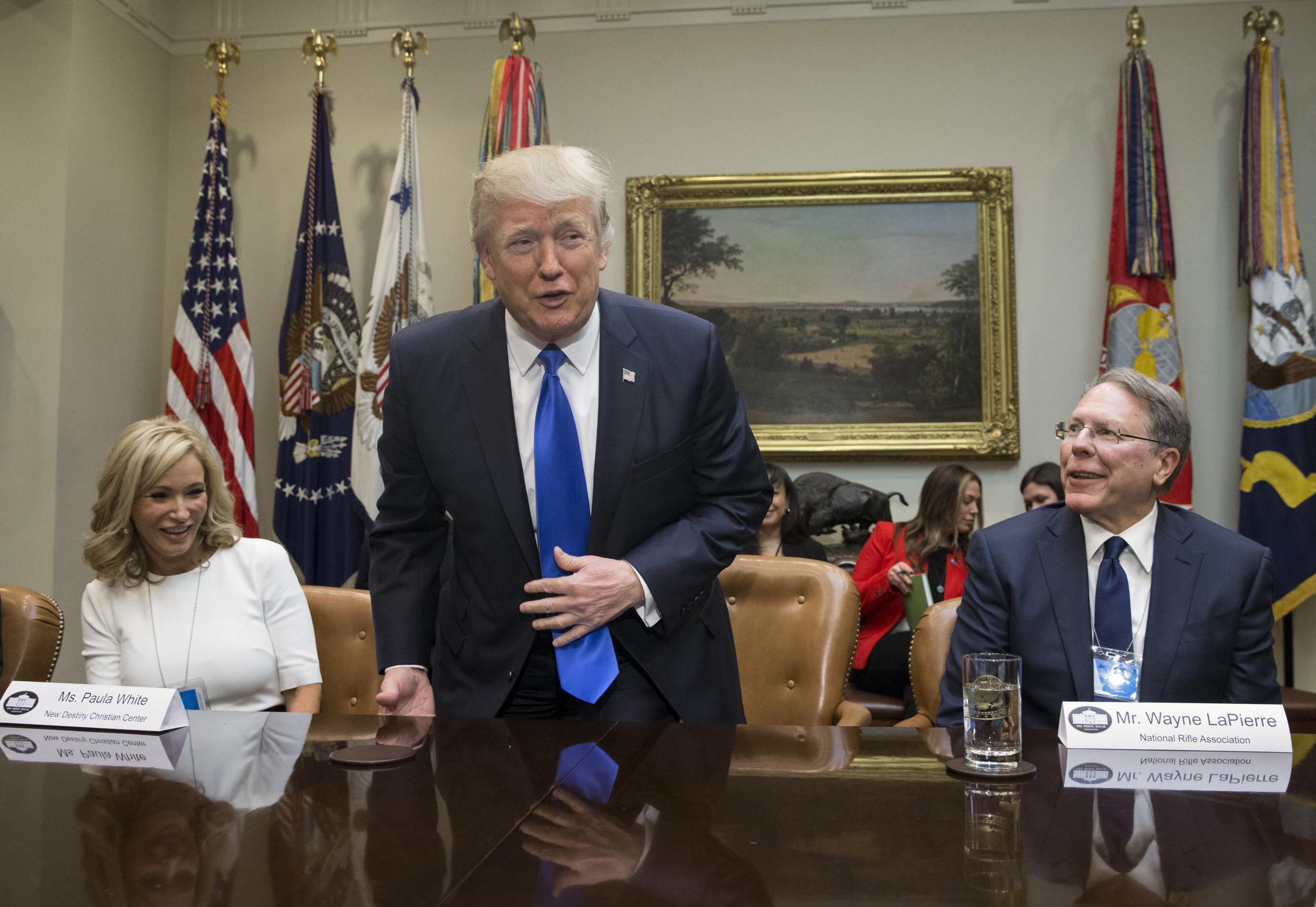 Paula White and Donald Trump in a meeting at the White House