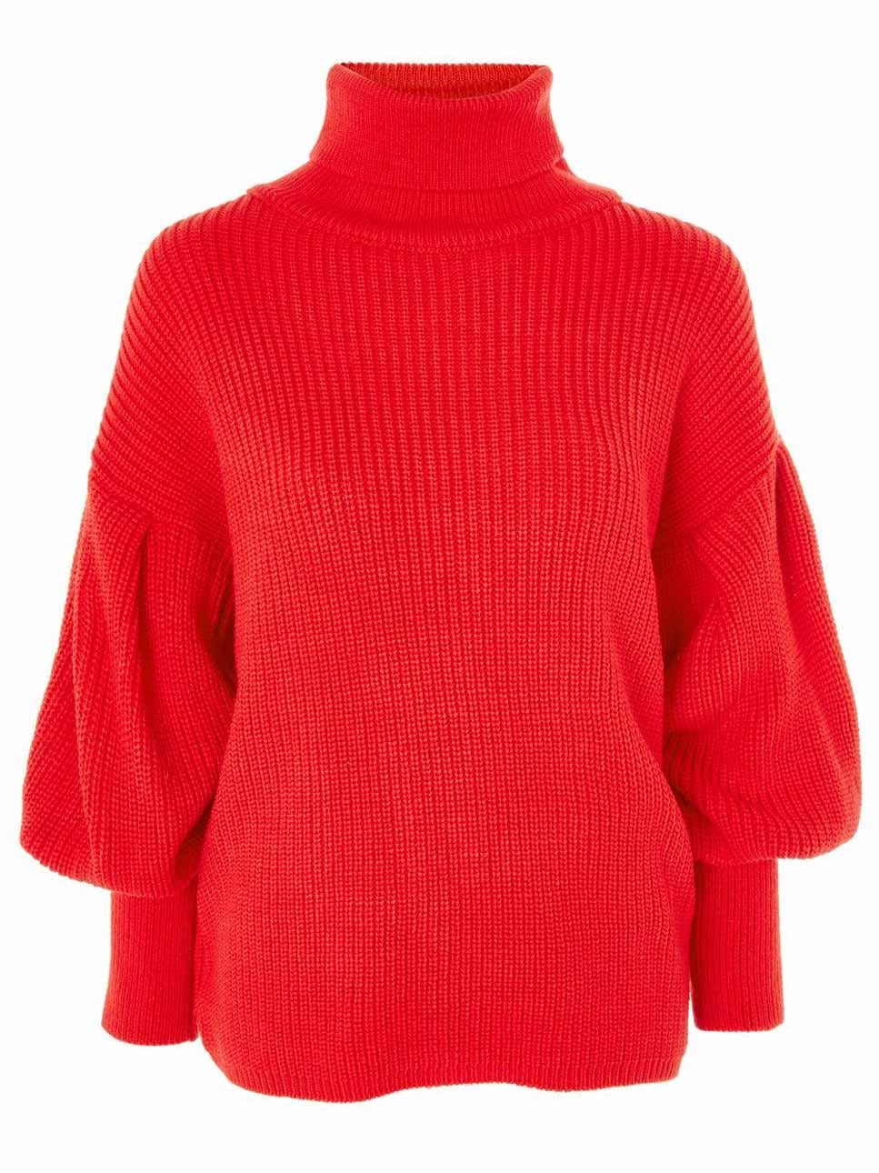 Balloon Sleeve Roll Neck Jumper. £39, Topshop