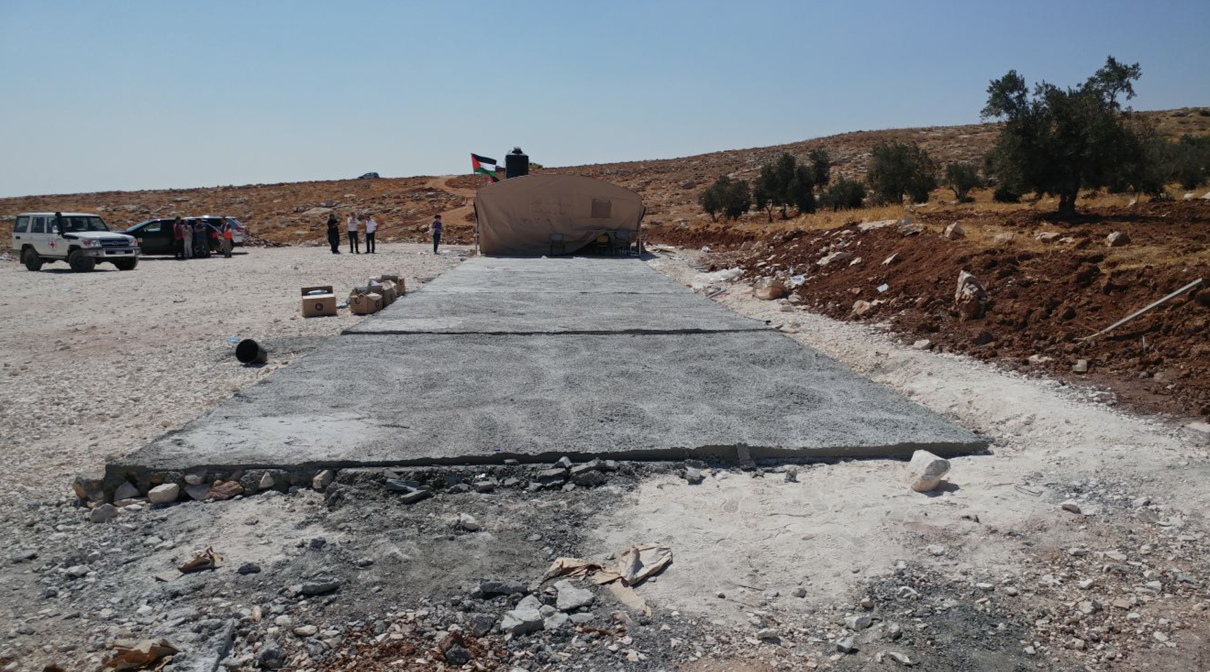 A platform the new school structures stood on in Jub-Ad-Dhib before they were demolished by the Israeli authorities on the grounds of improper planning permission