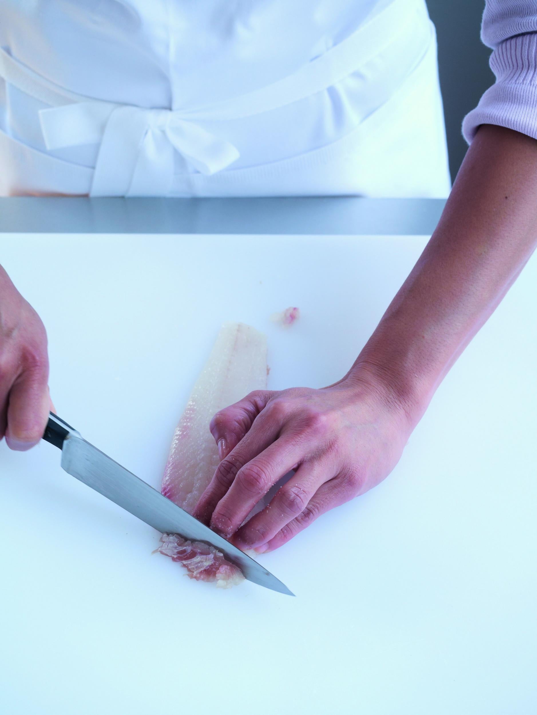 5. Trimming the skinned fillets to neaten