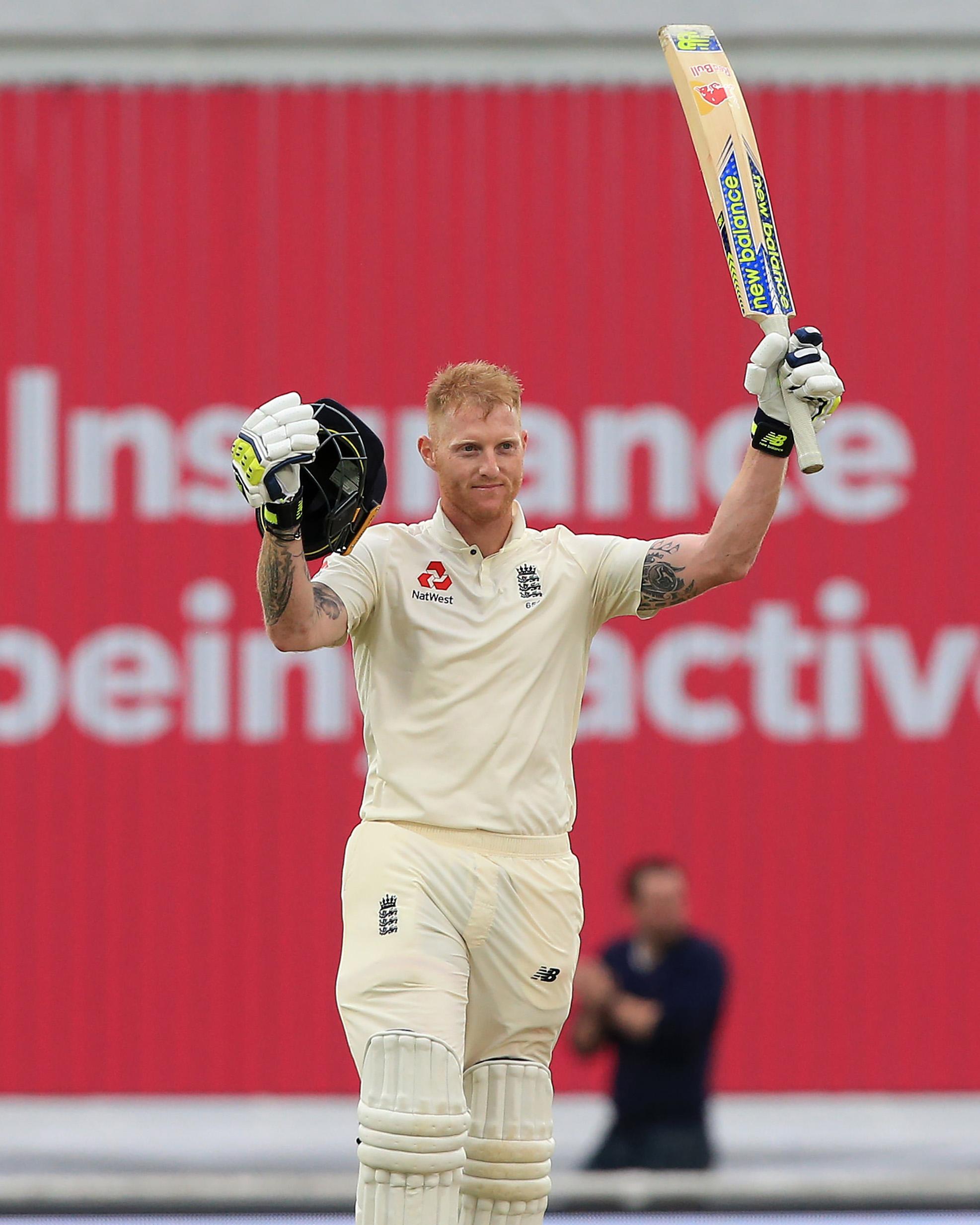 &#13;
Ben Stokes celebrates reaching his century &#13;