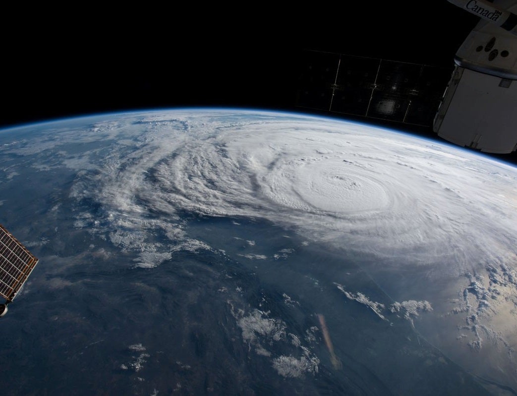 Hurricane Harvey off the coast of Texas, seen from aboard the International Space Station