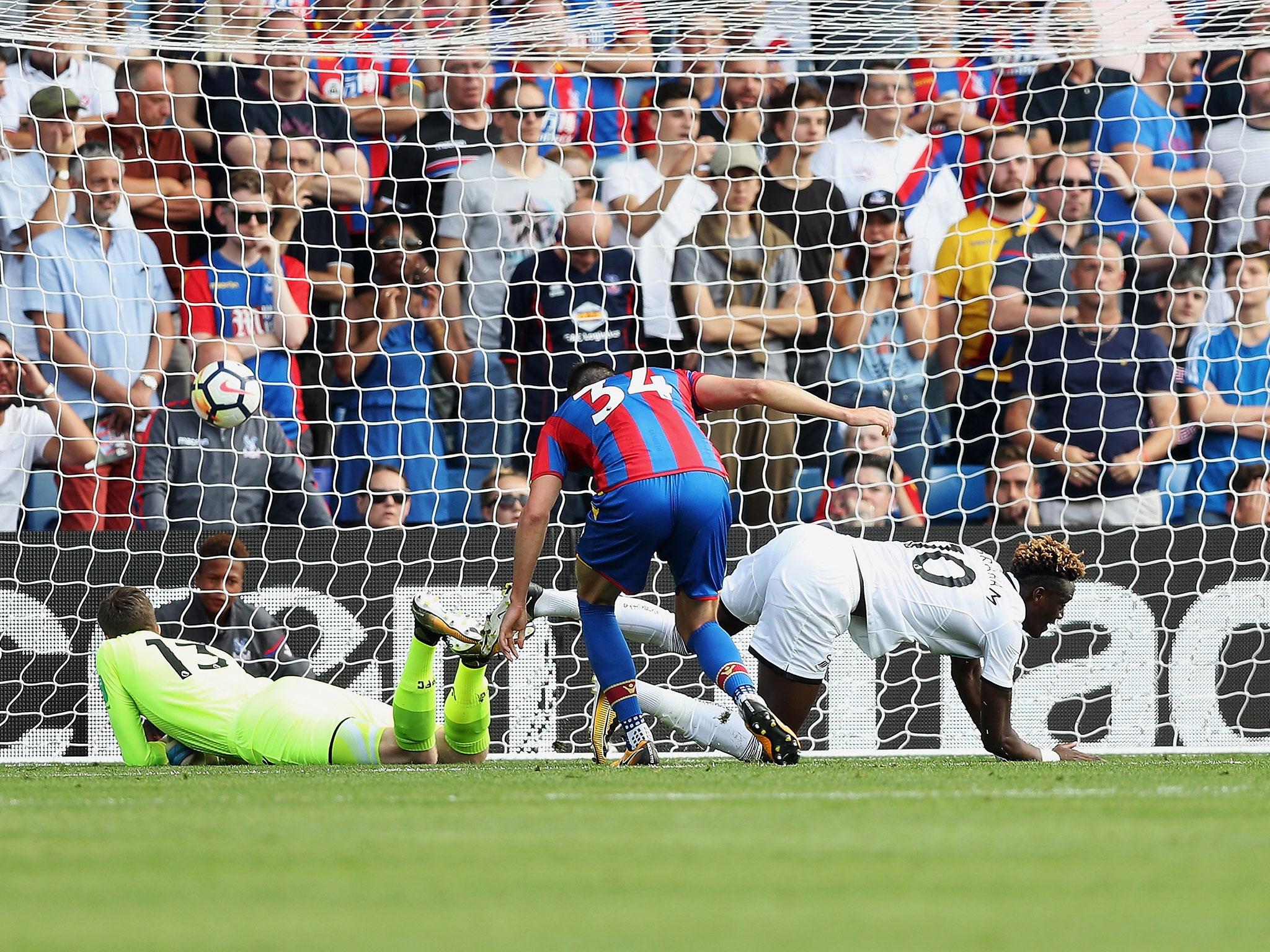 &#13;
Abraham got the Swans going with his first Premier League goal &#13;