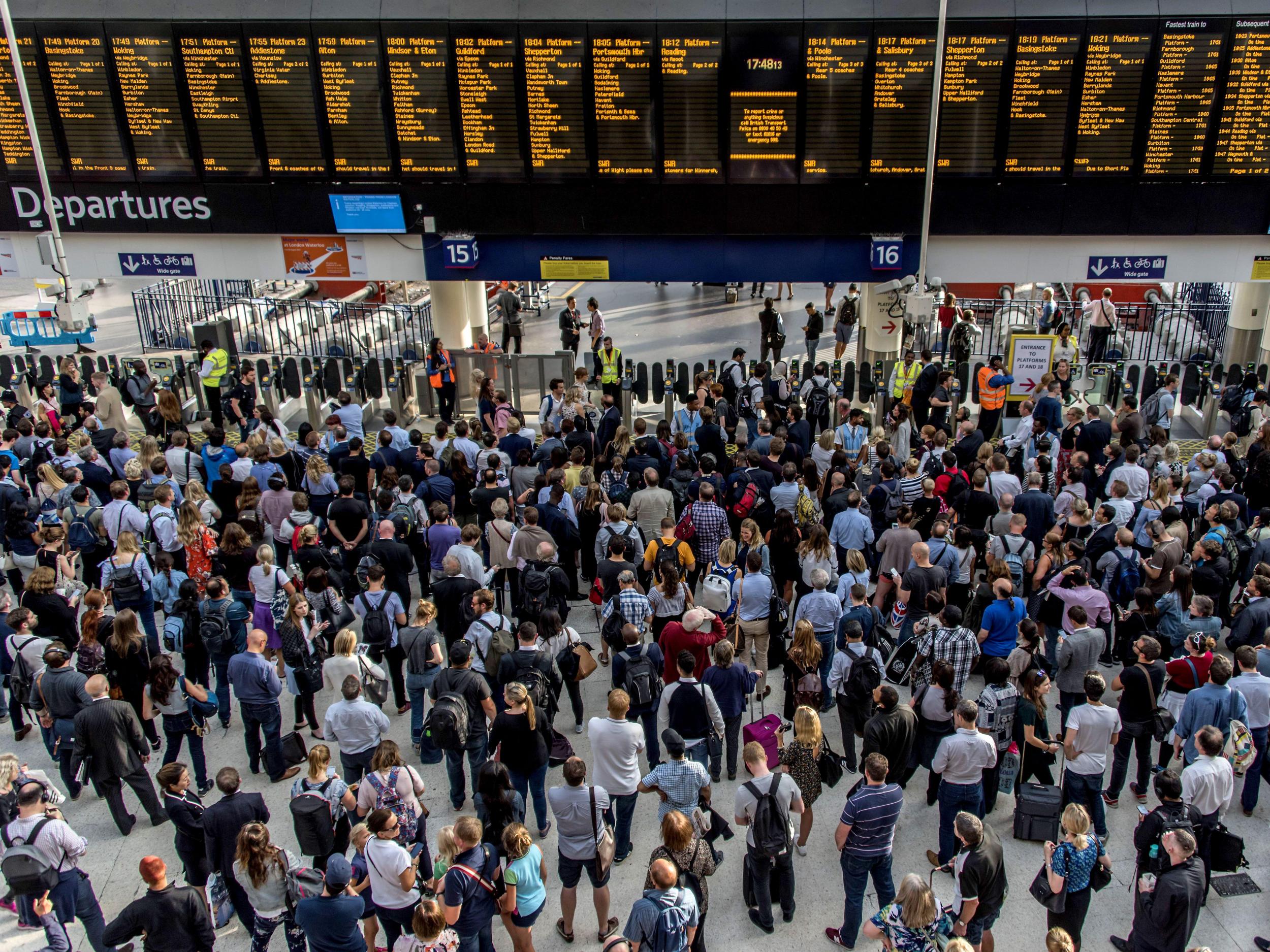 Bank Holiday crowding at Waterloo