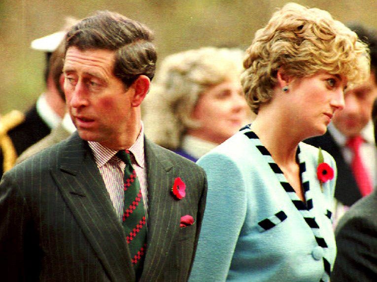 Prince Charles and Diana at the memorial to the British Gloster Regiment outside Seoul. The Royal couple were on a four-day official visit to Korea
