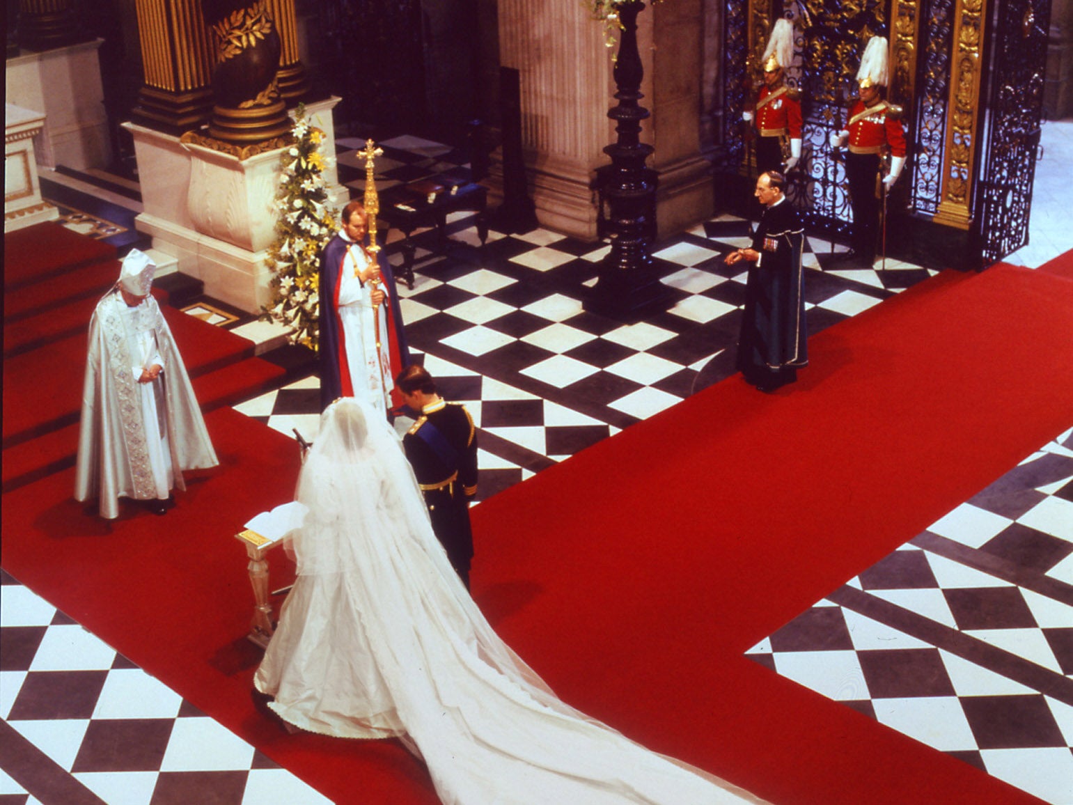 Diana and Prince Charles at their wedding St Paul Cathedral 29 July 1981