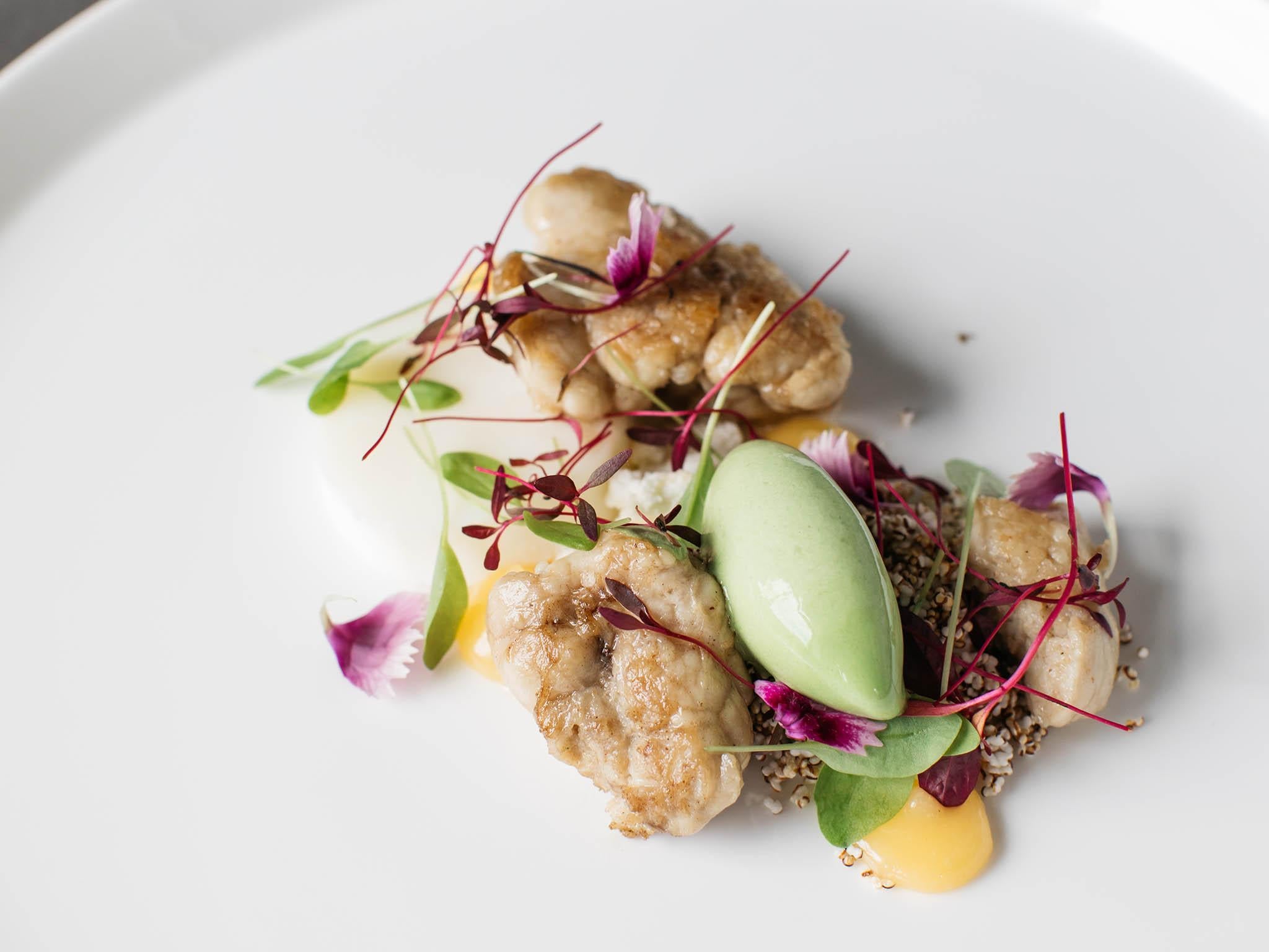 Fairly stunning: lamb sweet breads with ewe’s milk panna cotta