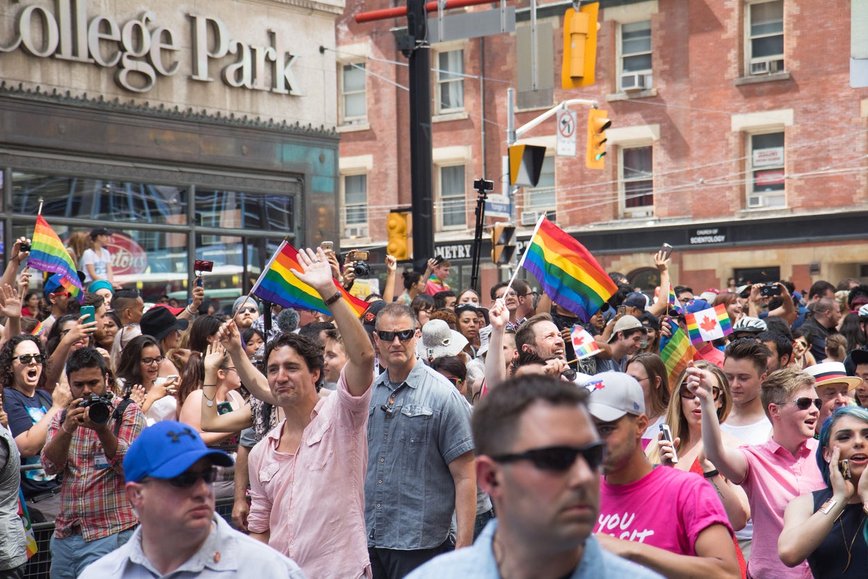 Canadian Prime Minister Justin Trudeau at the Toronto Pride Parade