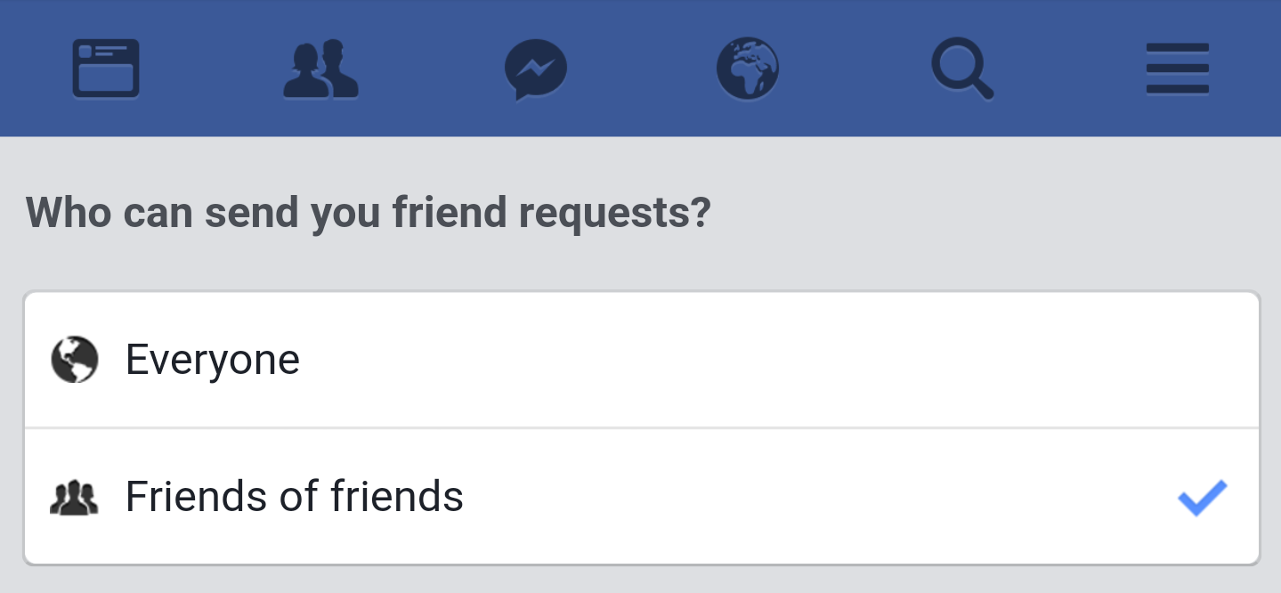 You can stop completely random people from adding you by selecting Friends of Friends from the dropdown menu in the Who can send you friend requests? section of the Privacy page. It’s also worth limiting who can find your Facebook profile with your number and email address. 
At the bottom of the page is the option to prevent search engines outside of Facebook from linking to your profile.