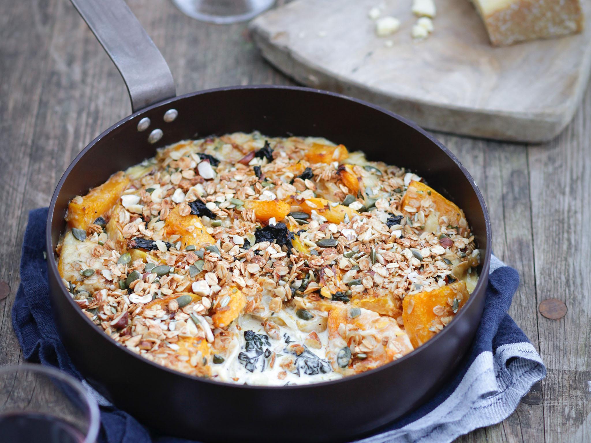 A meal unto itself for the vegetarian but Daylesford’s butternut squash, black kale and cheese dish is crying for roast pork to play with