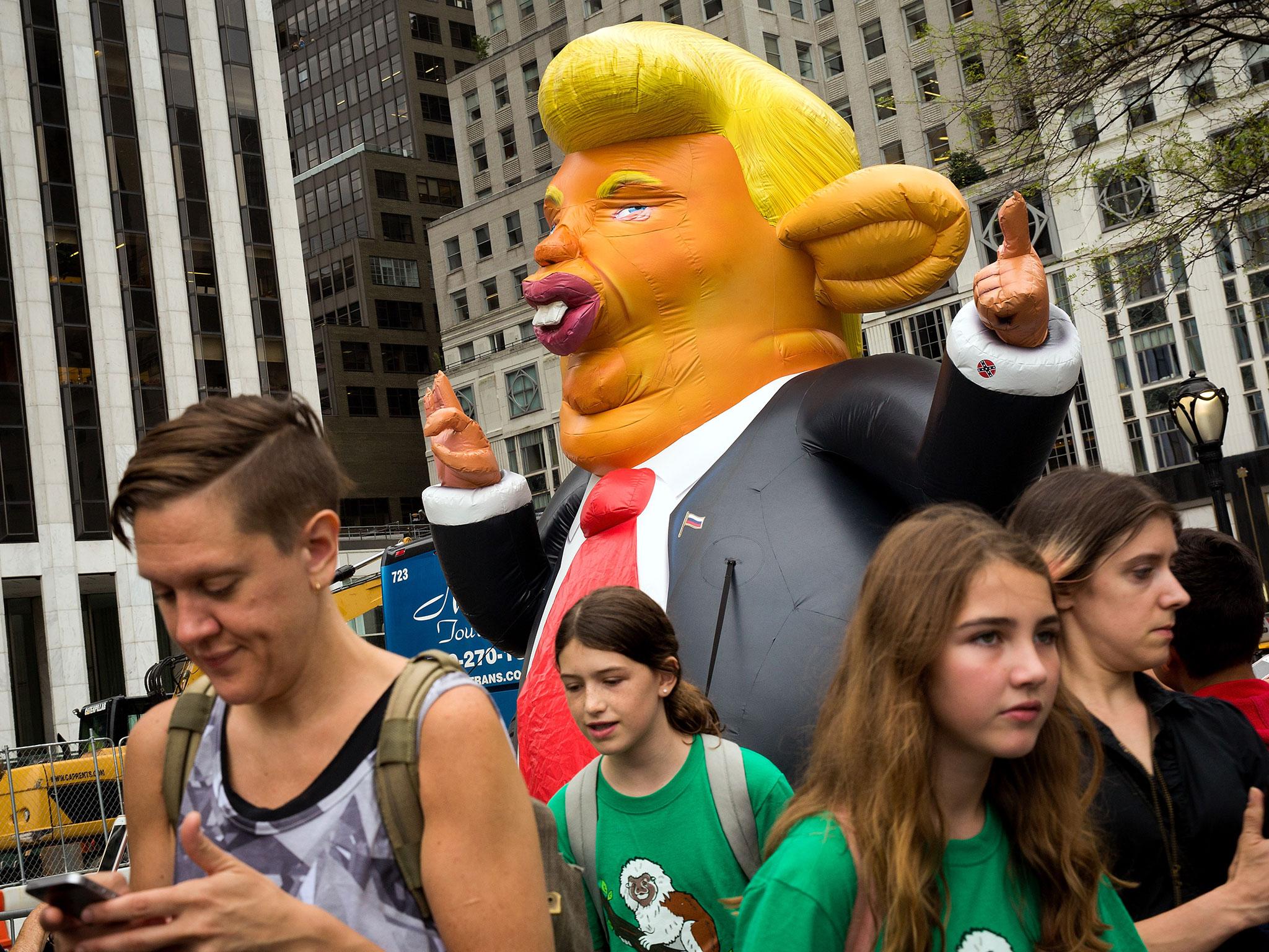 The 'Donald Trump Rat' made its first appearance near Trump Tower as the US President arrived at his home in New York two weeks ago