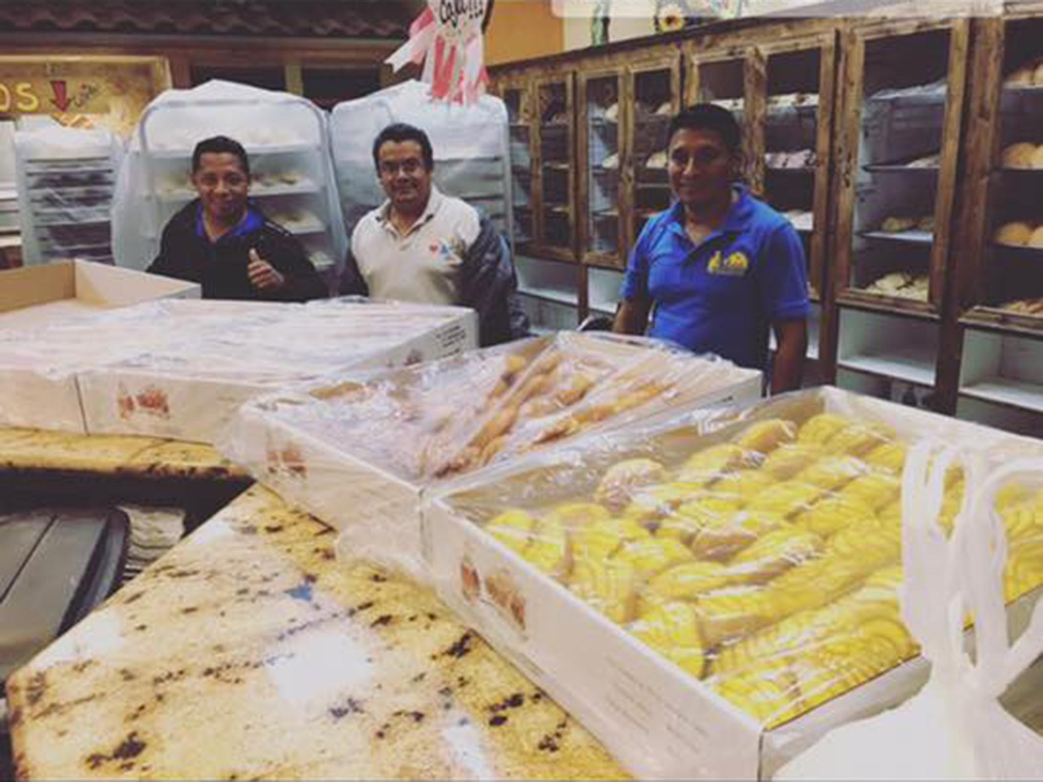 Three of the four bakers who were trapped inside the El Bolillo Bakery for two days because of the floods in Houston and made hundreds of loaves for flood victims.