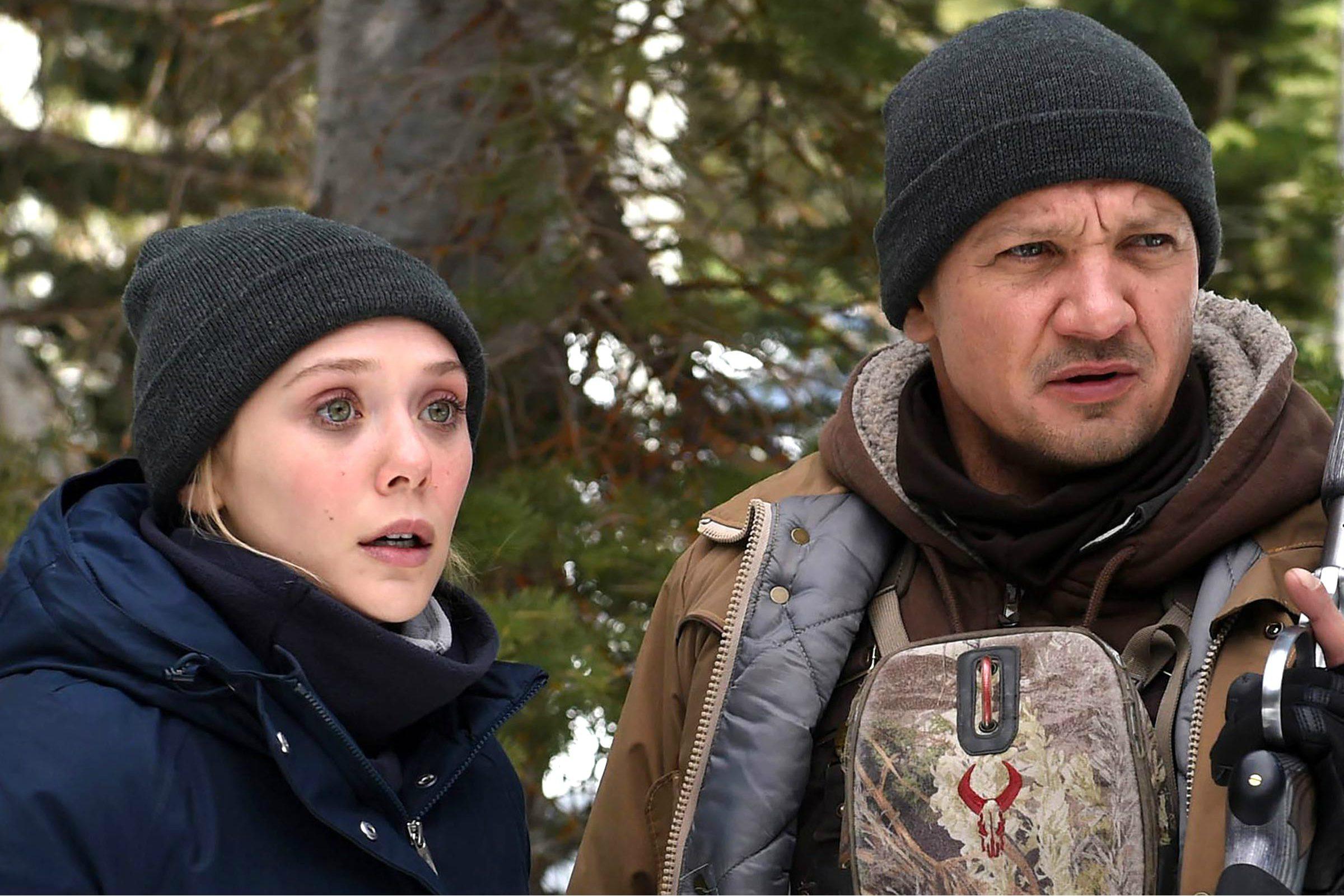 Jeremy Renner with Marvel co-star Elizabeth Olsen in Wind River