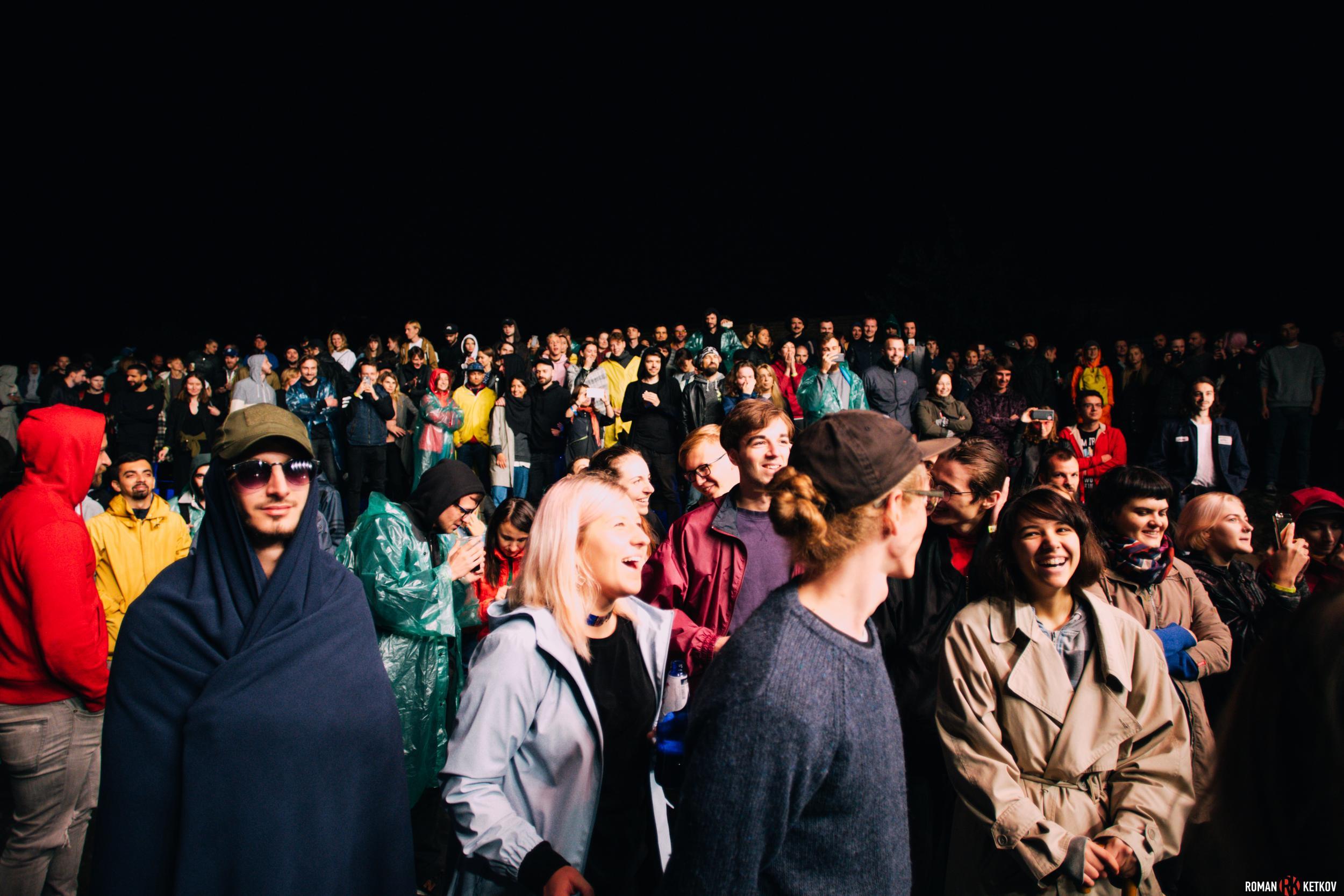 Crowds enjoy a set at Antricite, Brave! Factory's live stage. Photograph: Roman Ketkov