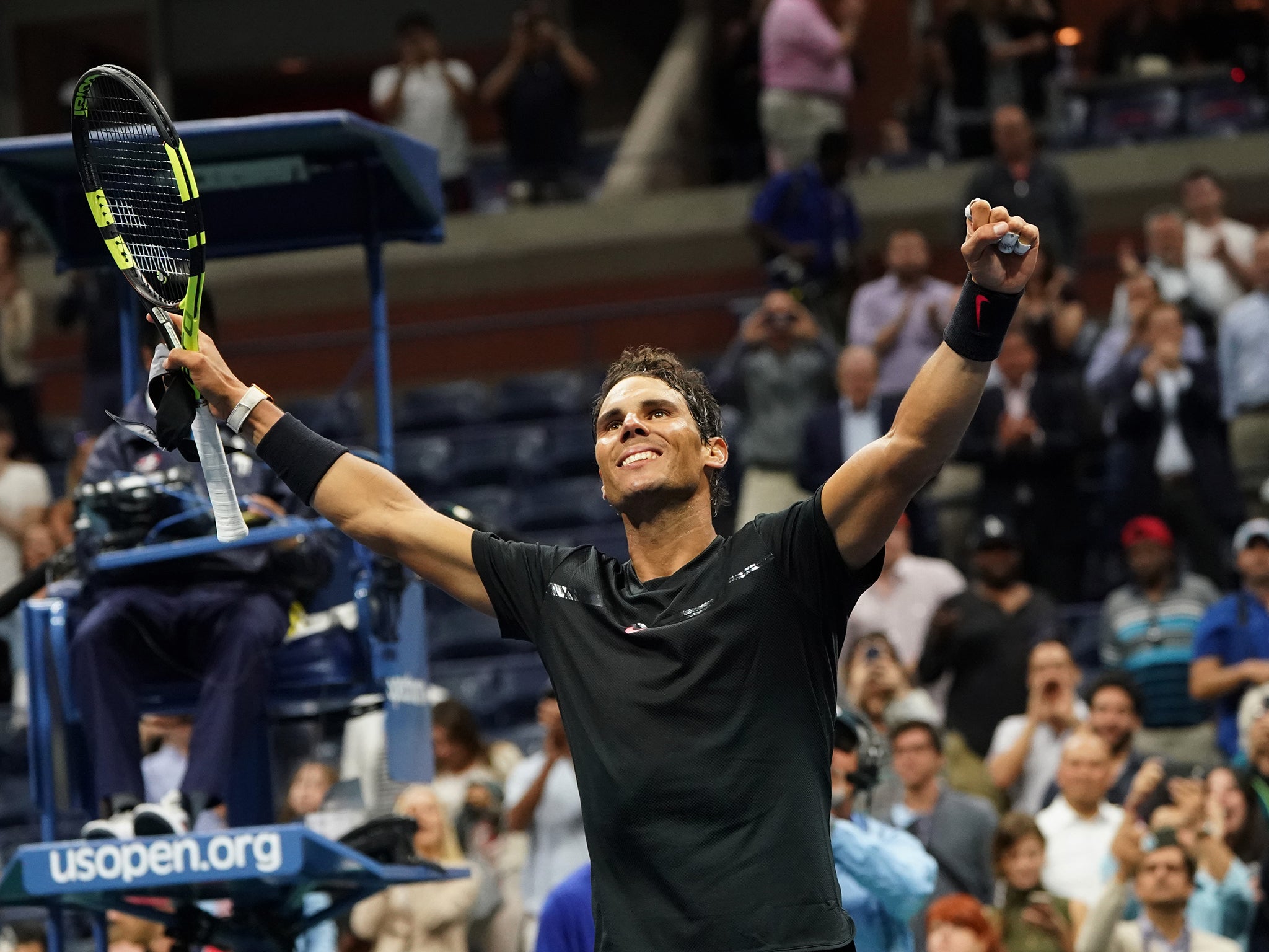 Nadal celebrates his victory over Taro Daniel