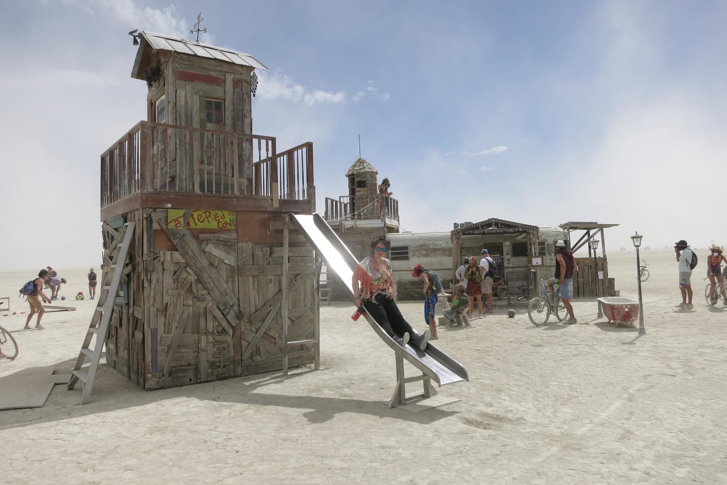 The temporary city is a giant playground in the desert