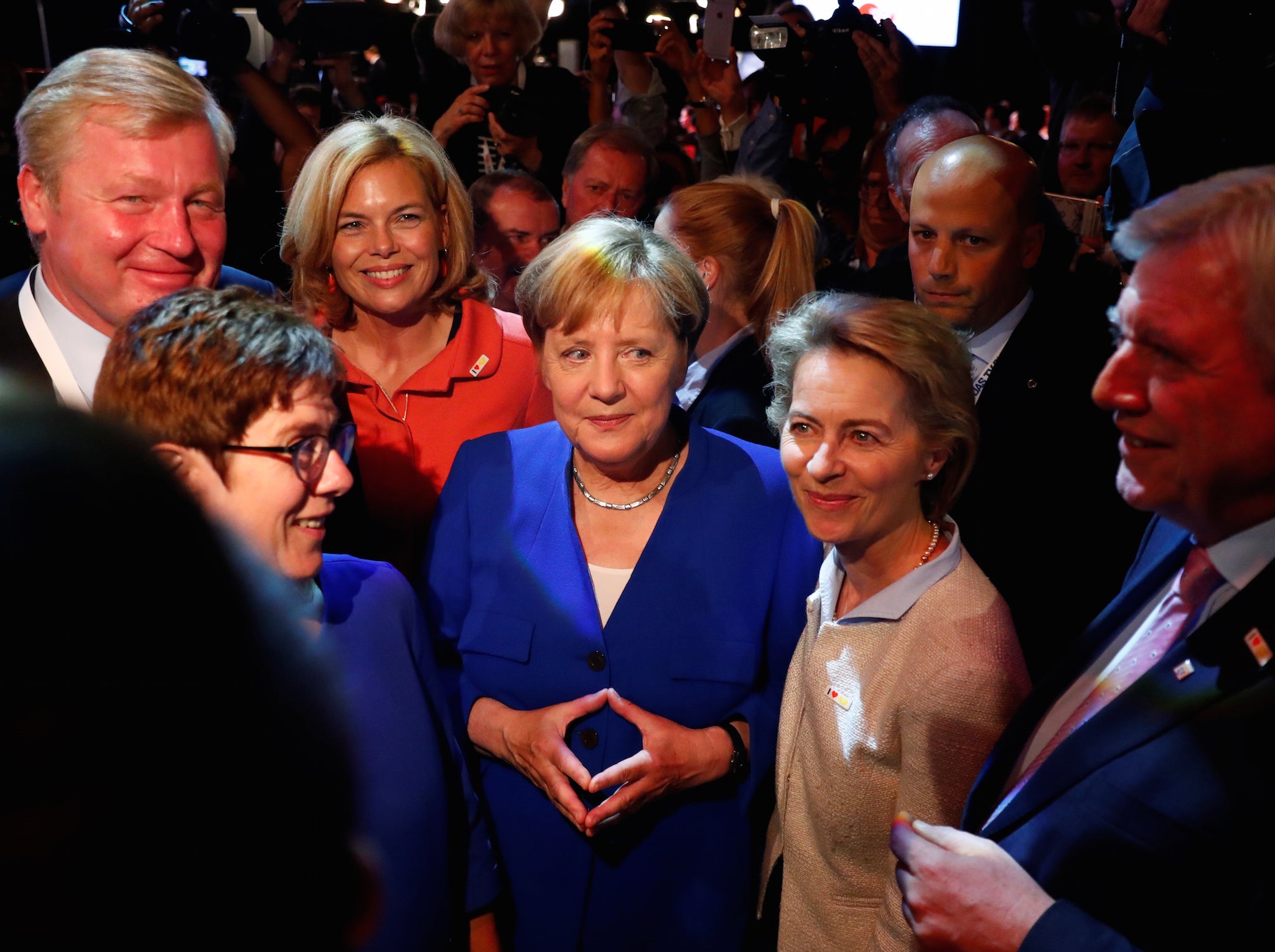 Angela Merkel meets other CDU party members after the TV debate with her challenger Martin Schulz