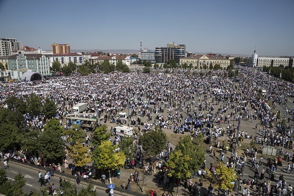 Around 30,000 Chechen Muslims took to the streets