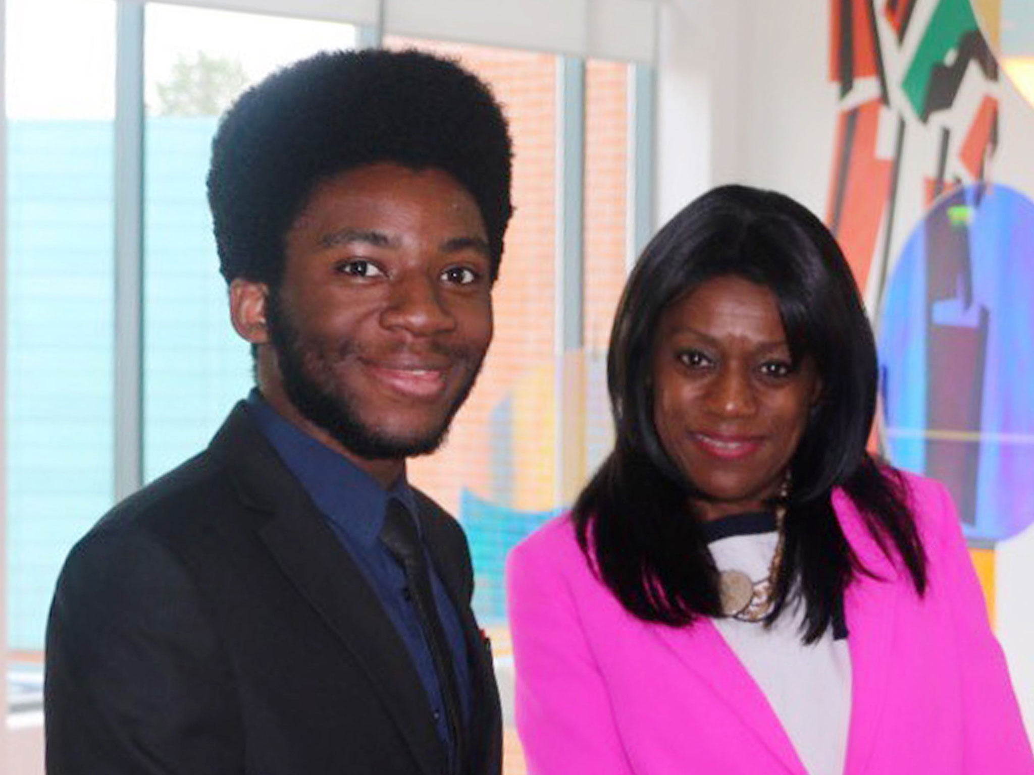 Brian White, 21, with Eleanor Smith MP. Friends of Mr White, who is a straight-A student, campaigned for a change to his immigration status