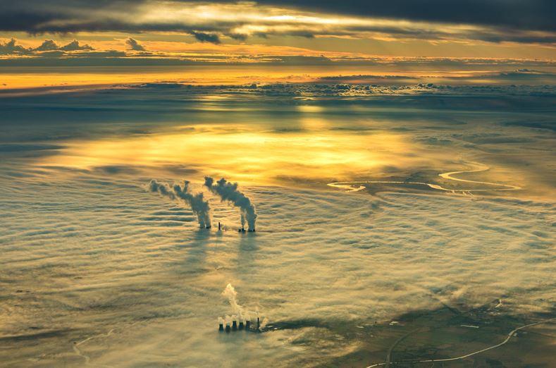 Pilot Paul Fox took this aerial image of power stations in Yorkshire