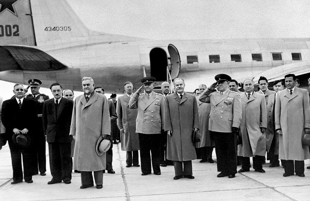 Leaders of communist countries meeting in Poland in 1955 to sign the mutual defence treaty commonly known as the Warsaw Pact (AFP/Getty)