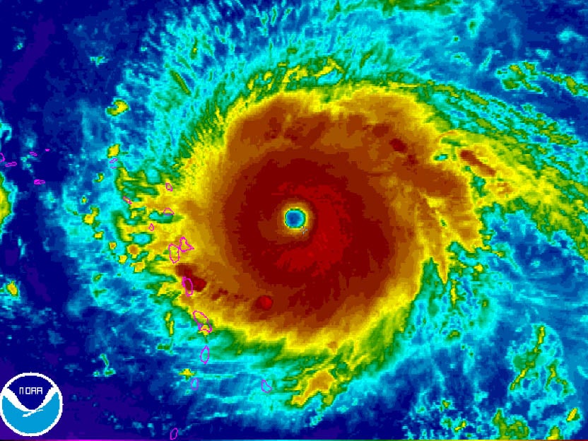 Infrared satellite image of Hurricane Irma