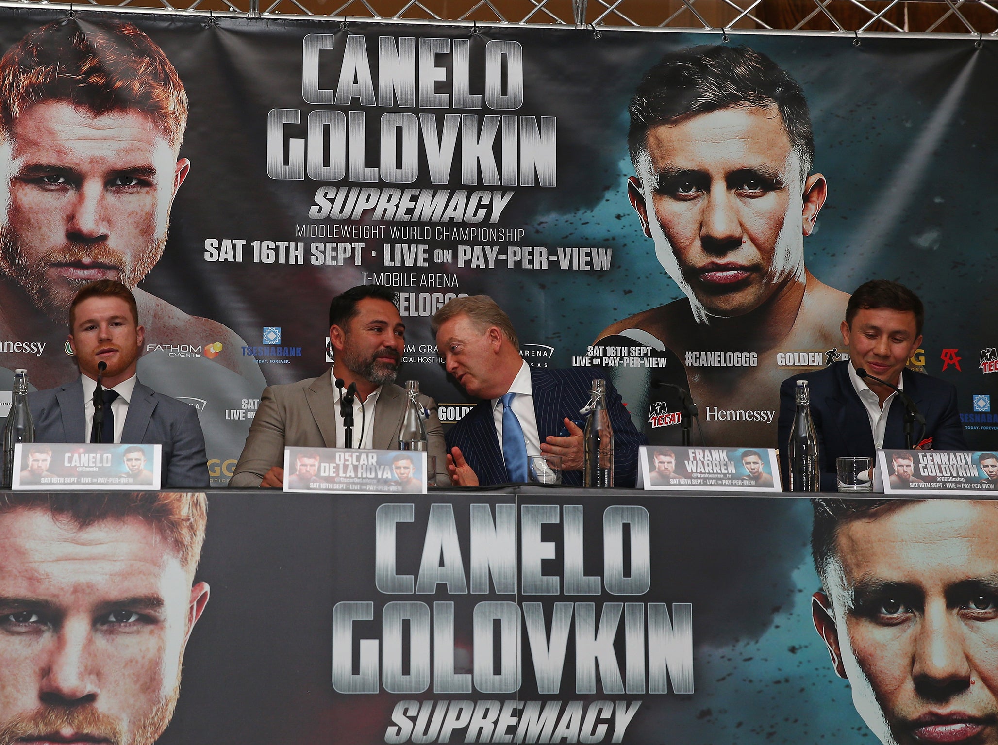 Canelo and Golovkin speaking at their London press conference