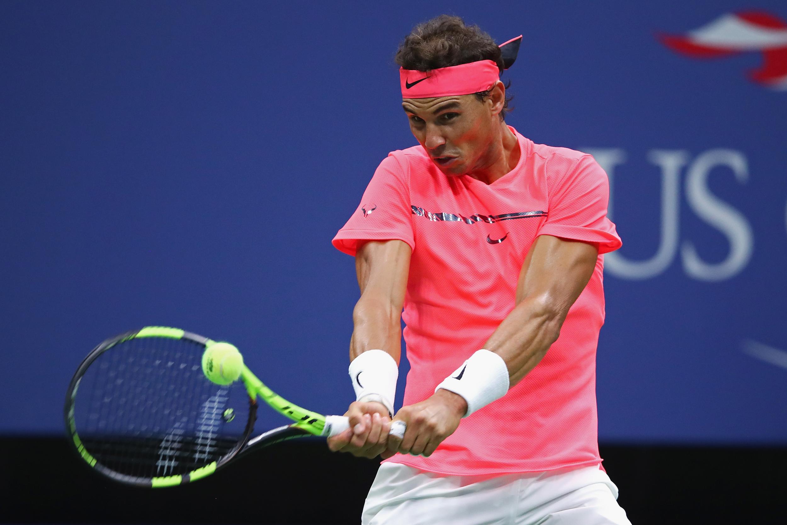 Nadal returns a shot during the second set